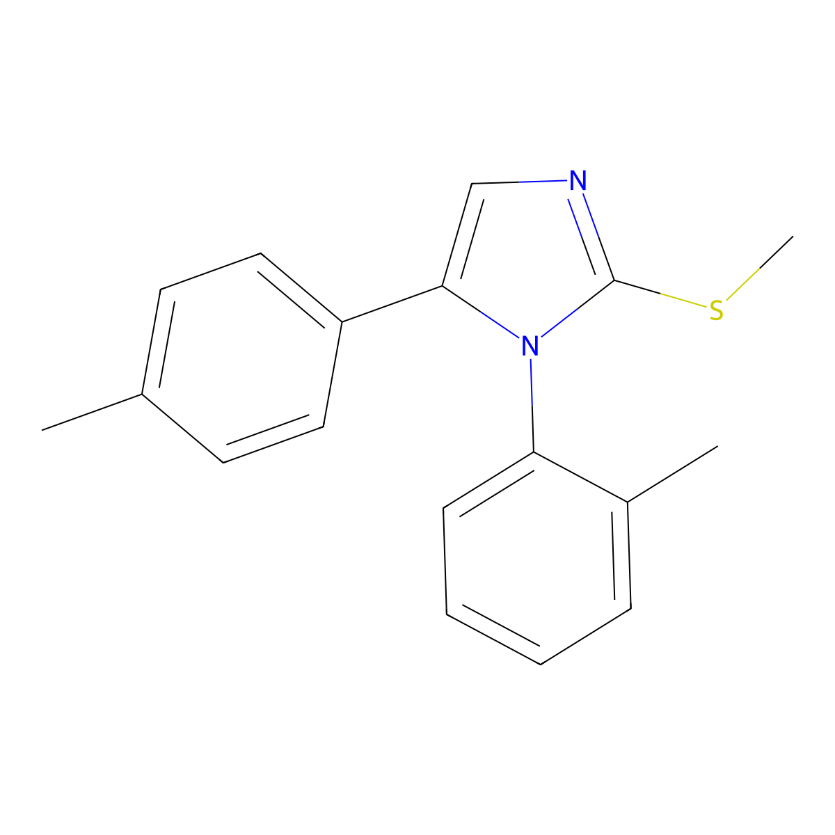 2-(methylthio)-1-(o-tolyl)-5-(p-tolyl)-1H-imidazole molecular structure, CAS 1207045-94-0