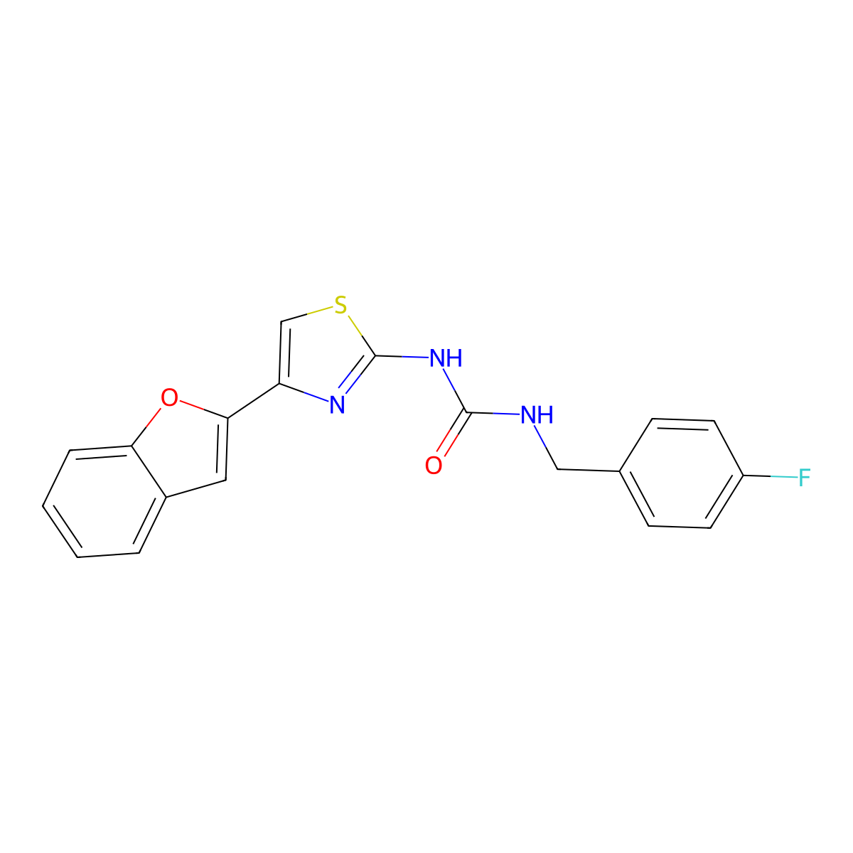 1-(4-(Benzofuran-2-yl)thiazol-2-yl)-3-(4-fluorobenzyl)urea molecular structure, CAS 1207046-05-6