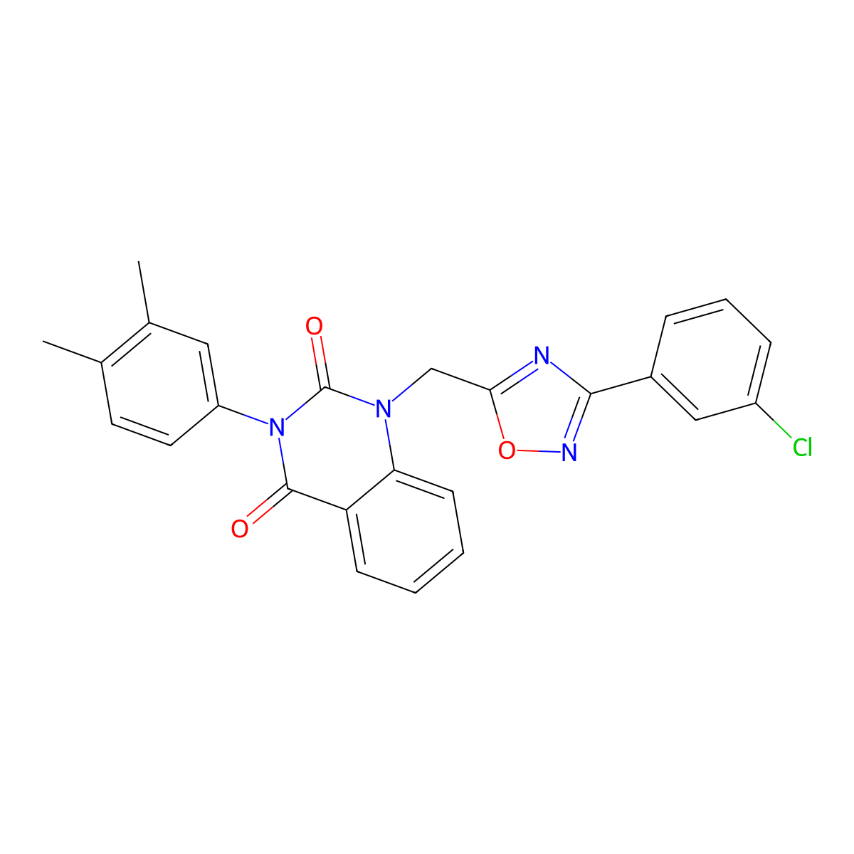 1-((3-(3-chlorophenyl)-1,2,4-oxadiazol-5-yl)methyl)-3-(3,4-dimethylphenyl)quinazoline-2,4(1H,3H)-dione molecular structure, CAS 1207046-06-7