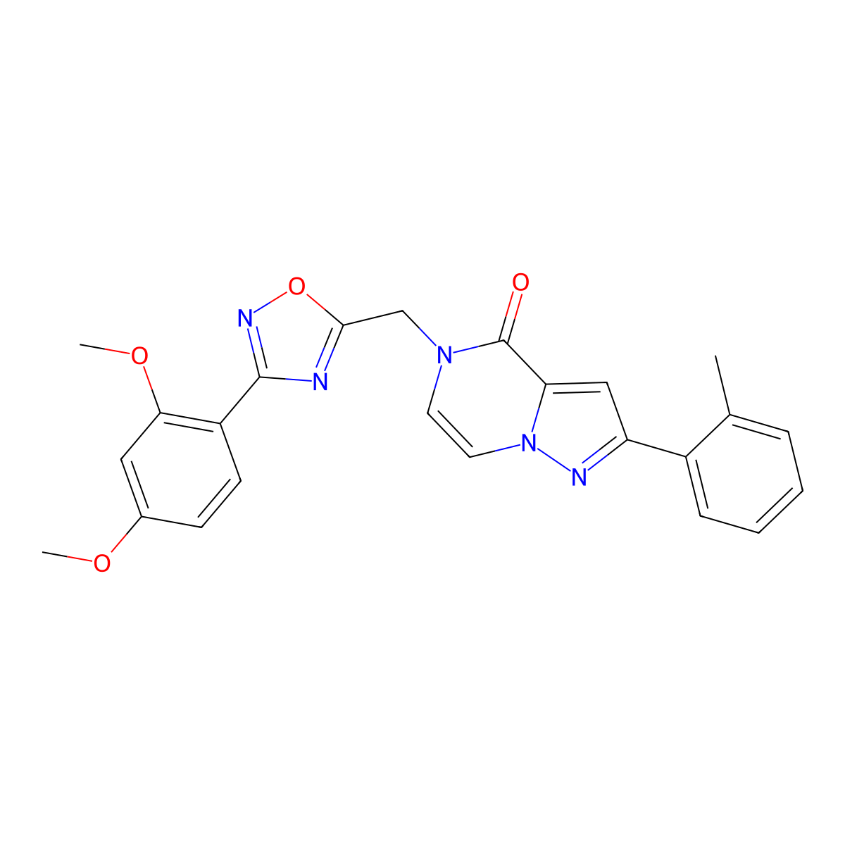 5-((3-(2,4-dimethoxyphenyl)-1,2,4-oxadiazol-5-yl)methyl)-2-(o-tolyl)pyrazolo[1,5-a]pyrazin-4(5H)-one molecular structure, CAS 1207046-07-8