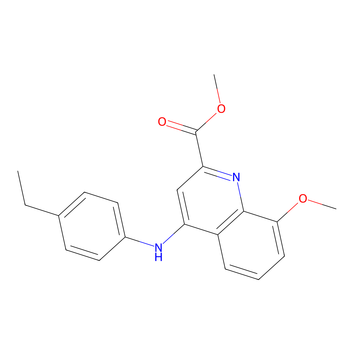 Methyl 4-[(4-ethylphenyl)amino]-8-methoxyquinoline-2-carboxylate molecular structure, CAS 1207046-13-6