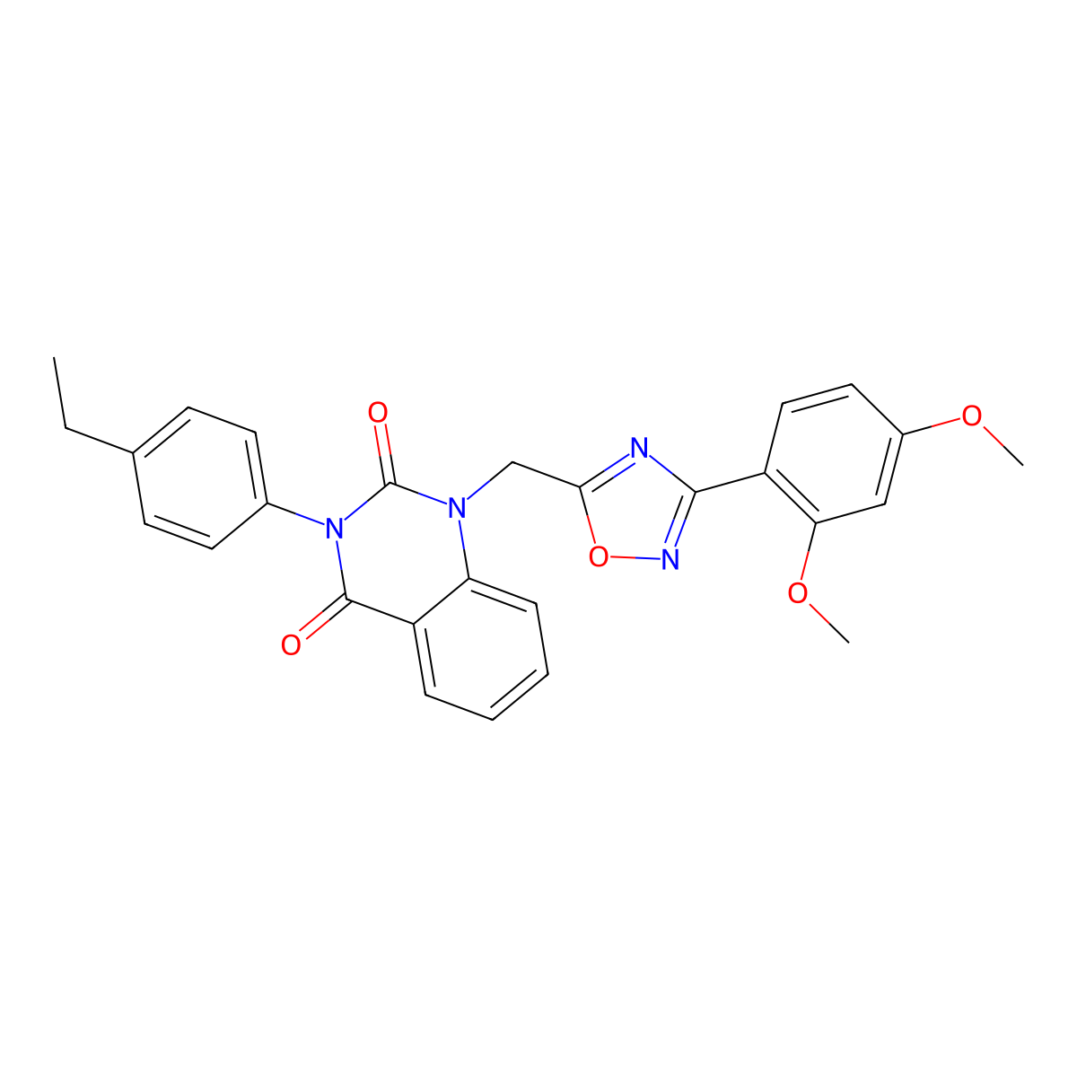 1-((3-(2,4-dimethoxyphenyl)-1,2,4-oxadiazol-5-yl)methyl)-3-(4-ethylphenyl)quinazoline-2,4(1H,3H)-dione molecular structure, CAS 1207046-16-9