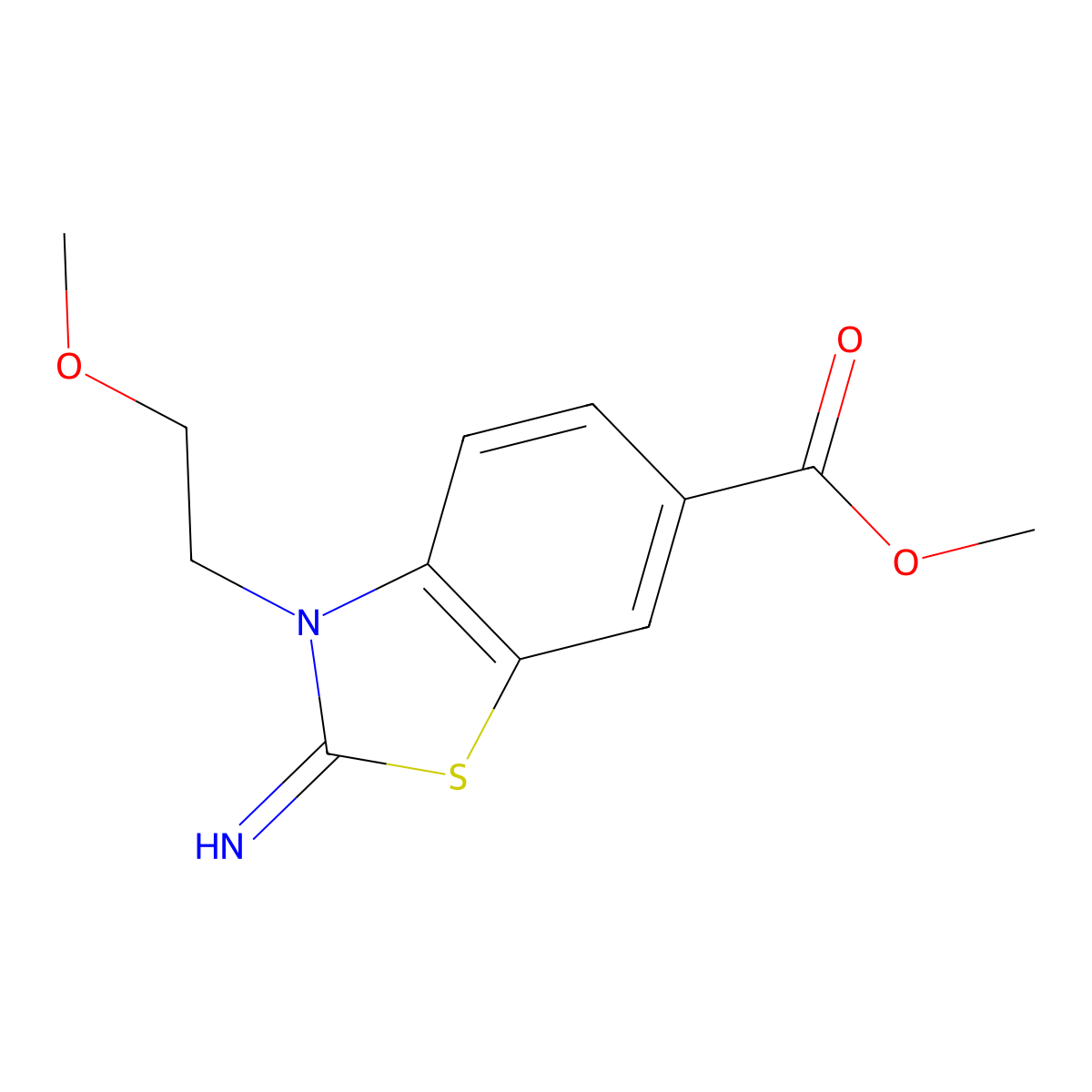 Methyl 2-imino-3-(2-methoxyethyl)-2,3-dihydrobenzo[d]thiazole-6-carboxylate molecular structure, CAS 1207046-18-1