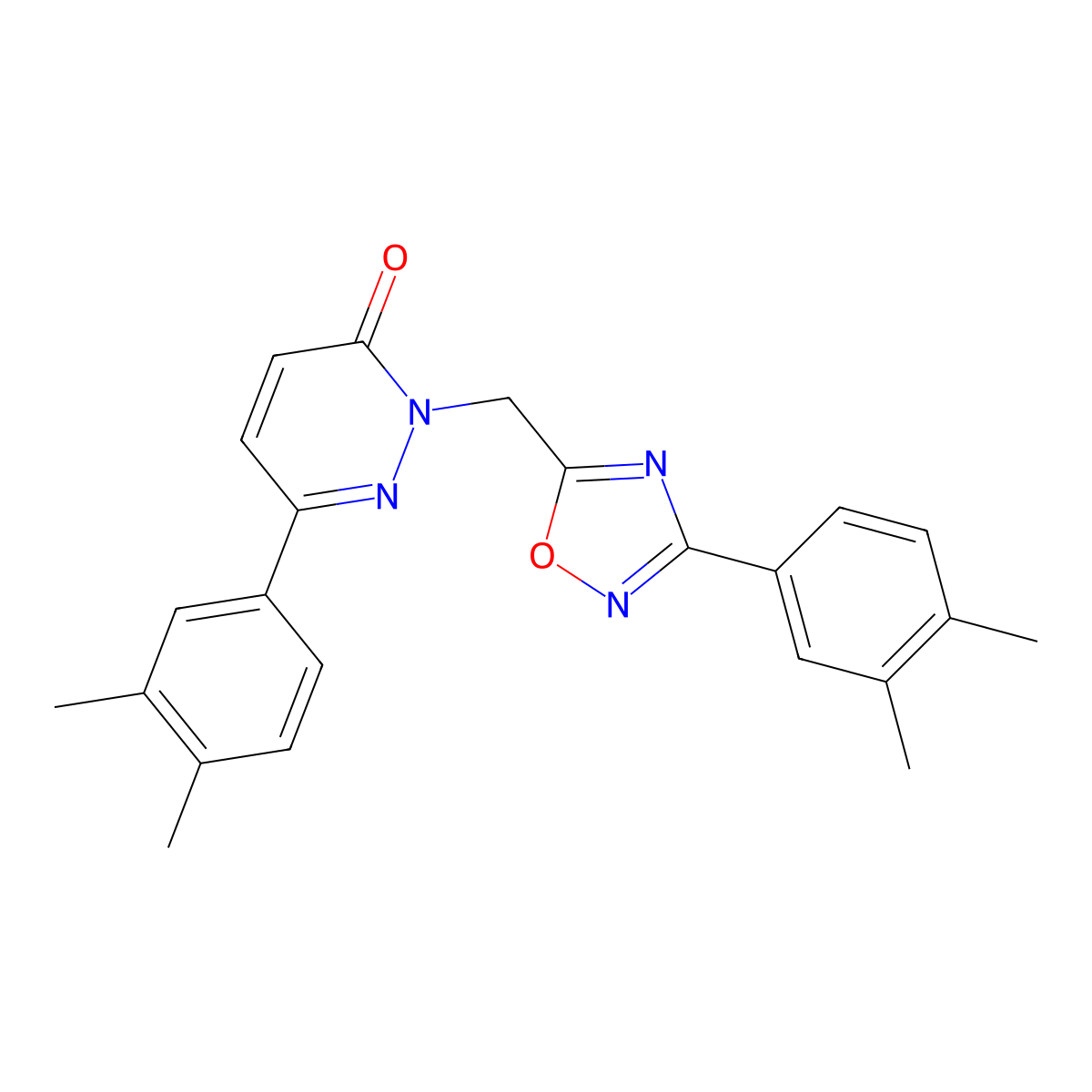 6-(3,4-dimethylphenyl)-2-((3-(3,4-dimethylphenyl)-1,2,4-oxadiazol-5-yl)methyl)pyridazin-3(2H)-one molecular structure, CAS 1207046-19-2