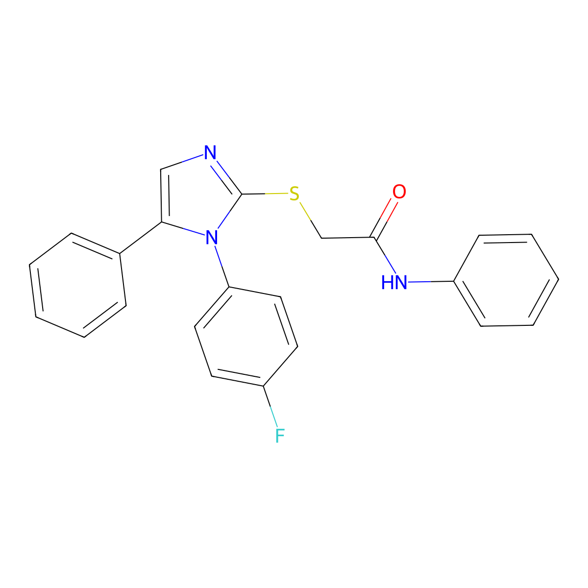2-((1-(4-fluorophenyl)-5-phenyl-1H-imidazol-2-yl)thio)-N-phenylacetamide molecular structure, CAS 1207046-20-5