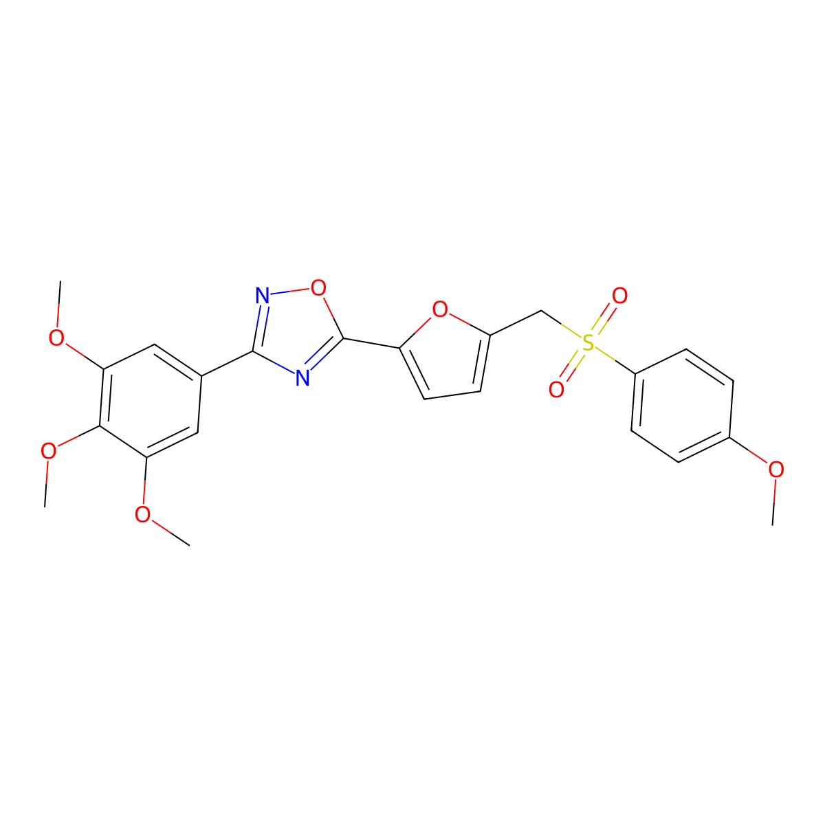 5-{5-[(4-Methoxybenzenesulfonyl)methyl]furan-2-yl}-3-(3,4,5-trimethoxyphenyl)-1,2,4-oxadiazole molecular structure, CAS 1207046-21-6