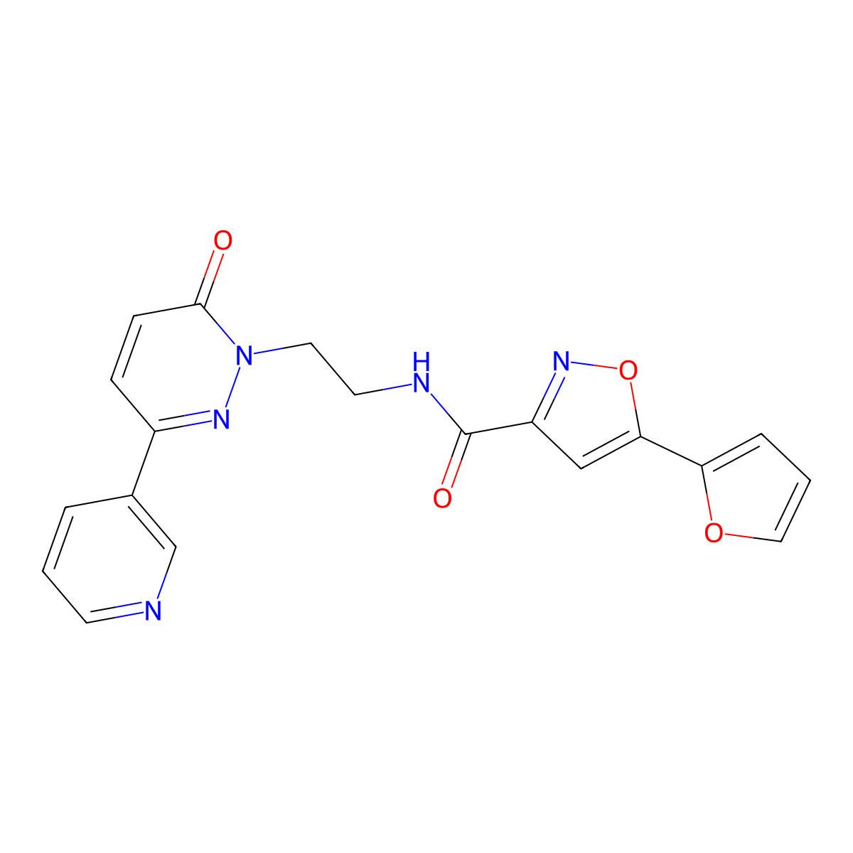 5-(furan-2-yl)-N-(2-(6-oxo-3-(pyridin-3-yl)pyridazin-1(6H)-yl)ethyl)isoxazole-3-carboxamide molecular structure, CAS 1207046-22-7