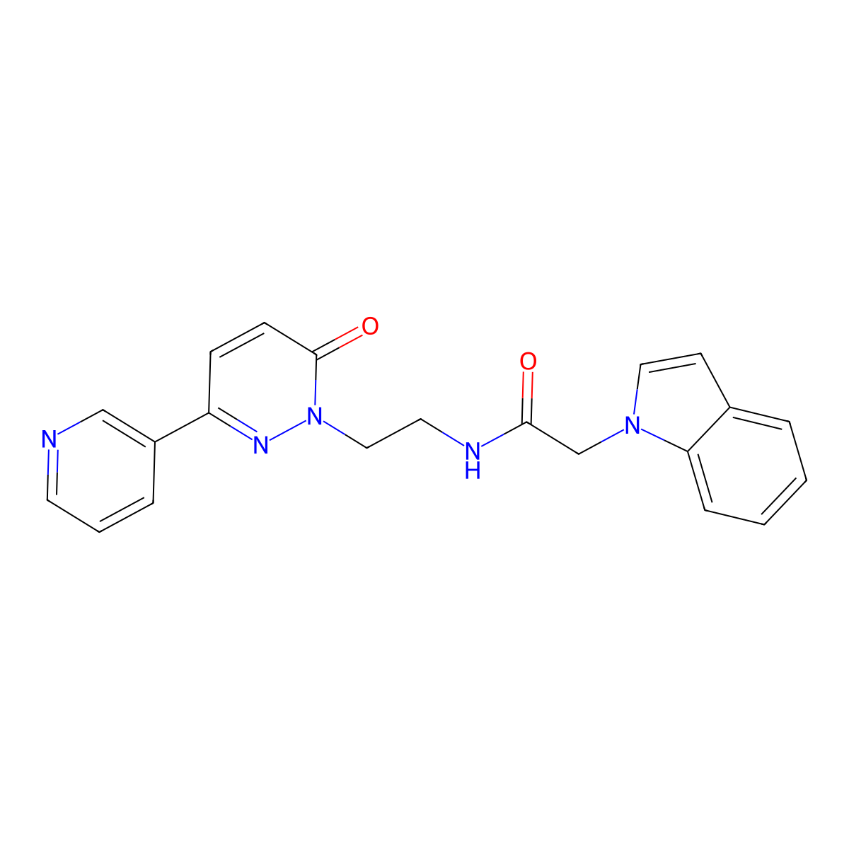 2-(1H-indol-1-yl)-N-(2-(6-oxo-3-(pyridin-3-yl)pyridazin-1(6H)-yl)ethyl)acetamide molecular structure, CAS 1207046-32-9