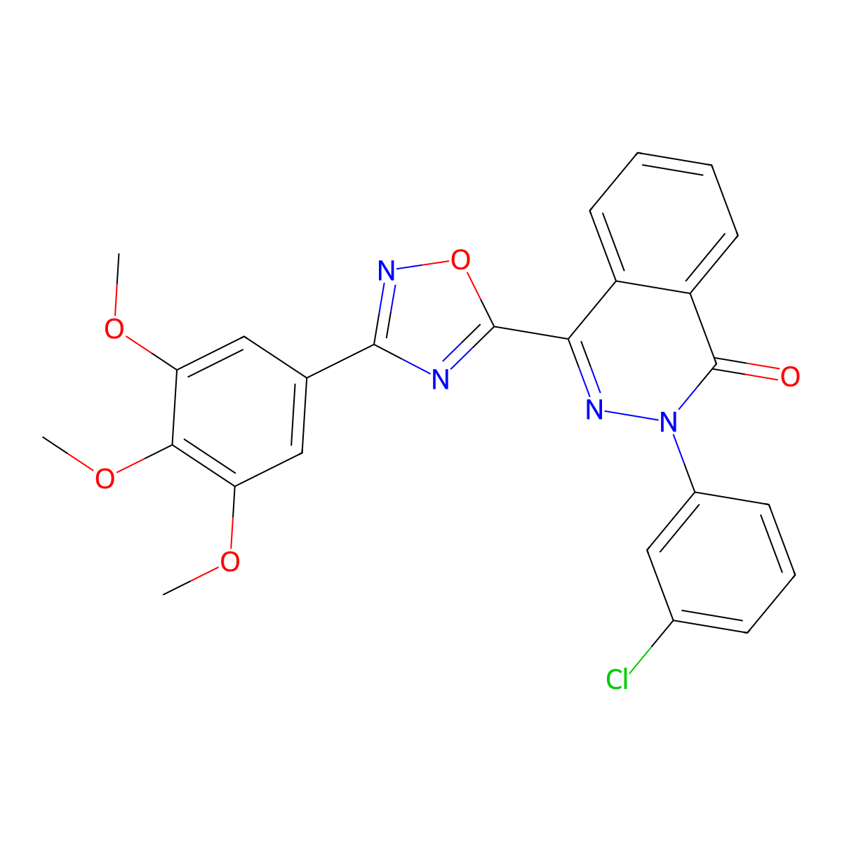 2-(3-chlorophenyl)-4-[3-(3,4,5-trimethoxyphenyl)-1,2,4-oxadiazol-5-yl]phthalazin-1(2H)-one molecular structure, CAS 1207046-37-4