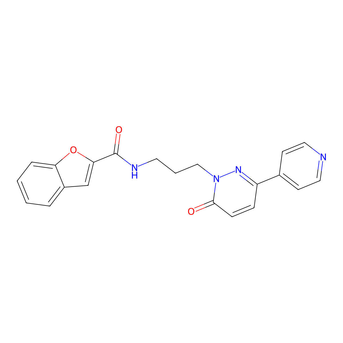 N-(3-(6-oxo-3-(pyridin-4-yl)pyridazin-1(6H)-yl)propyl)benzofuran-2-carboxamide molecular structure, CAS 1207046-40-9