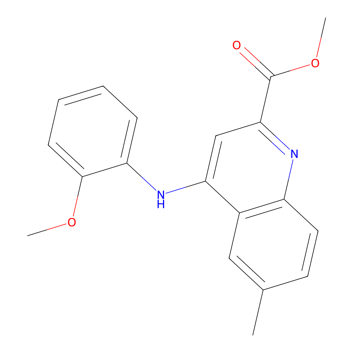 Methyl 4-[(2-methoxyphenyl)amino]-6-methylquinoline-2-carboxylate molecular structure, CAS 1207046-43-2