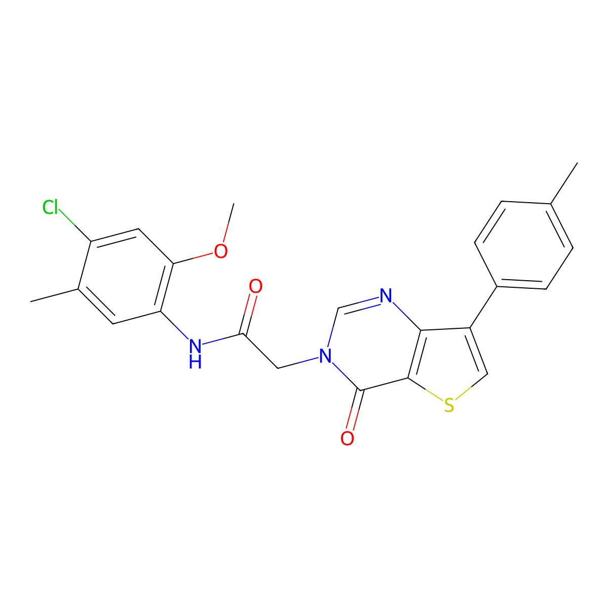 N-(4-chloro-2-methoxy-5-methylphenyl)-2-[7-(4-methylphenyl)-4-oxothieno[3,2-d]pyrimidin-3(4H)-yl]acetamide molecular structure, CAS 1207046-54-5
