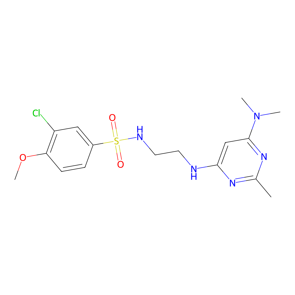 3-chloro-N-(2-((6-(dimethylamino)-2-methylpyrimidin-4-yl)amino)ethyl)-4-methoxybenzenesulfonamide molecular structure, CAS 1207046-68-1