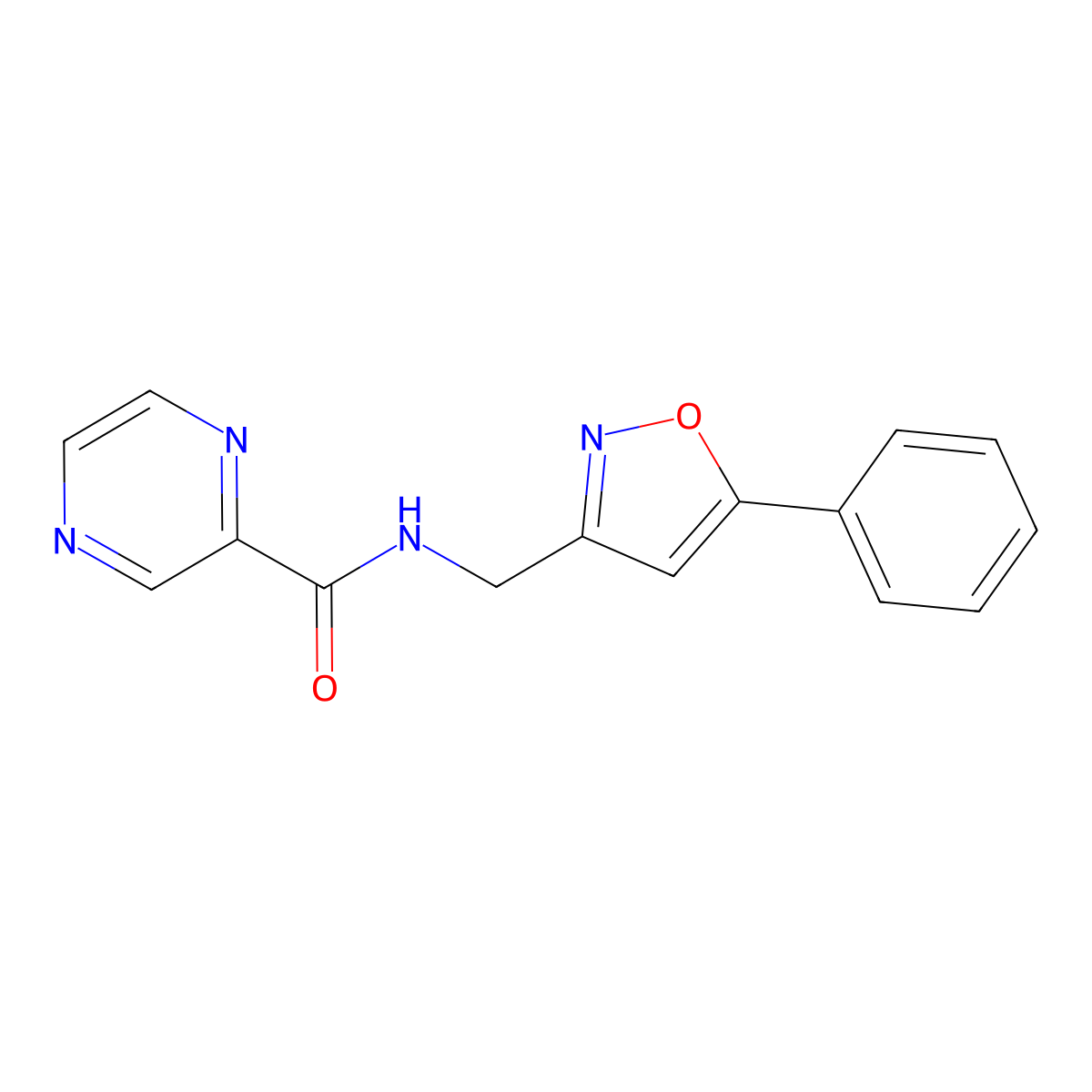 N-((5-phenylisoxazol-3-yl)methyl)pyrazine-2-carboxamide molecular structure, CAS 1207046-69-2