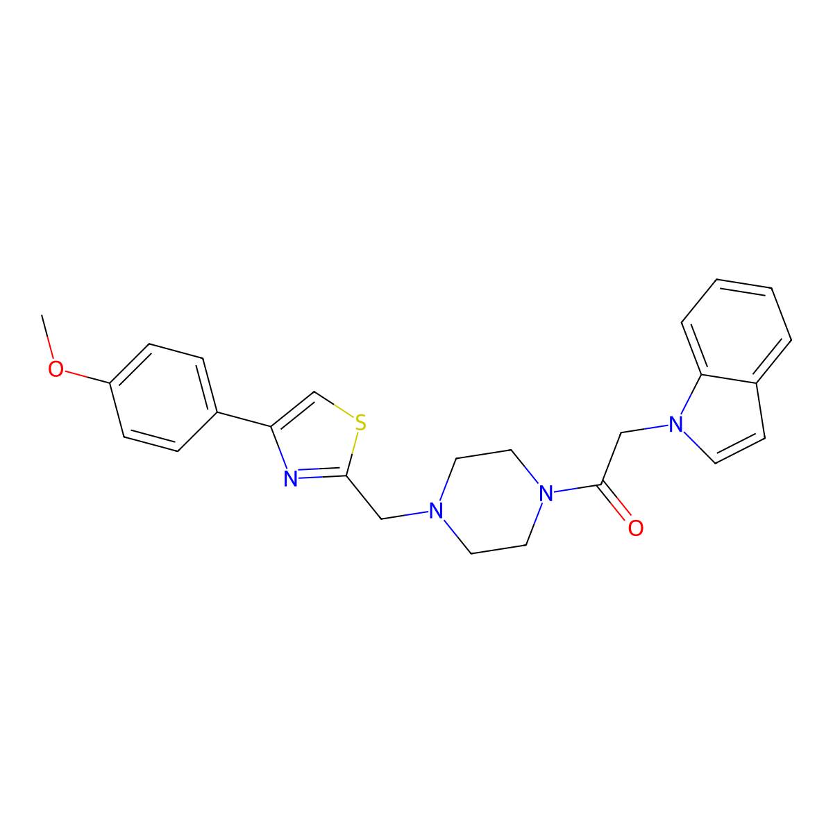 2-(1H-indol-1-yl)-1-(4-((4-(4-methoxyphenyl)thiazol-2-yl)methyl)piperazin-1-yl)ethanone molecular structure, CAS 1207046-71-6