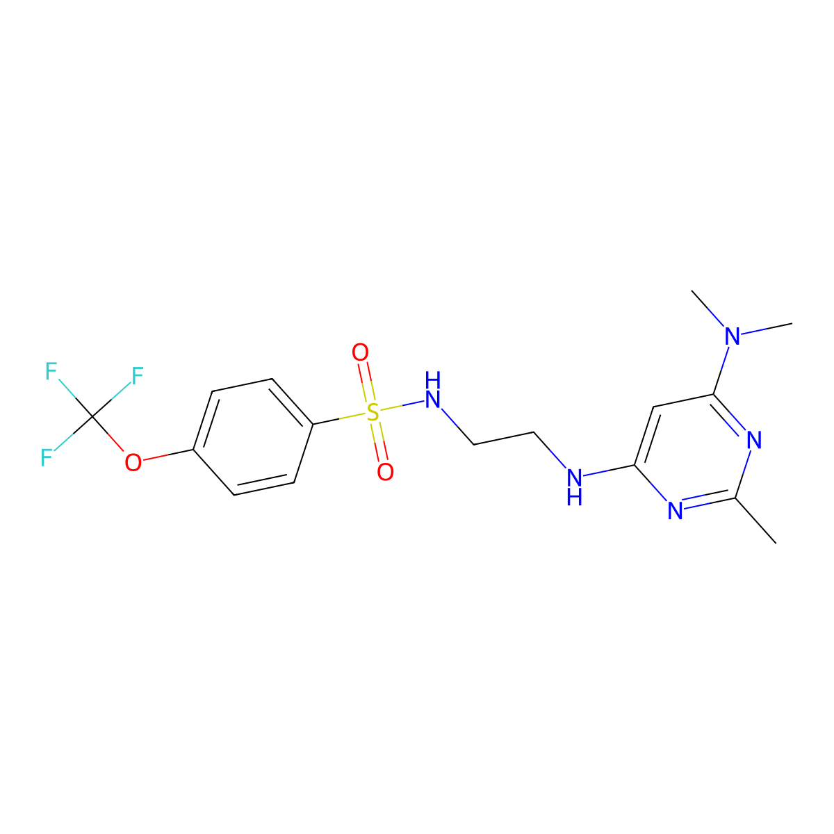 N-(2-((6-(dimethylamino)-2-methylpyrimidin-4-yl)amino)ethyl)-4-(trifluoromethoxy)benzenesulfonamide molecular structure, CAS 1207046-74-9