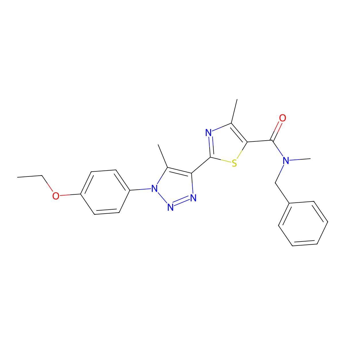 N-benzyl-2-(1-(4-ethoxyphenyl)-5-methyl-1H-1,2,3-triazol-4-yl)-N,4-dimethylthiazole-5-carboxamide molecular structure, CAS 1207046-75-0