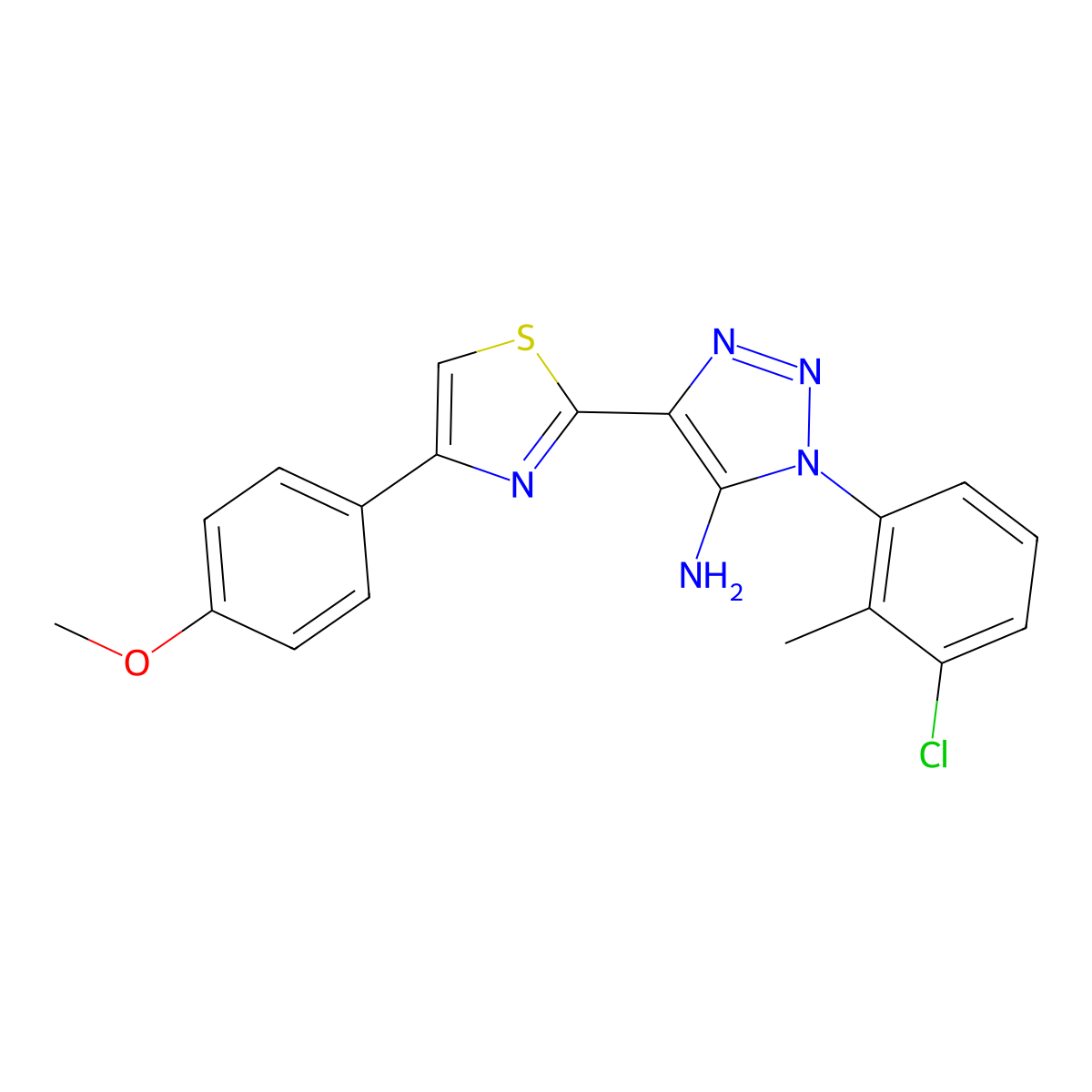 1-(3-chloro-2-methylphenyl)-4-[4-(4-methoxyphenyl)-1,3-thiazol-2-yl]-1H-1,2,3-triazol-5-amine molecular structure, CAS 1207046-81-8