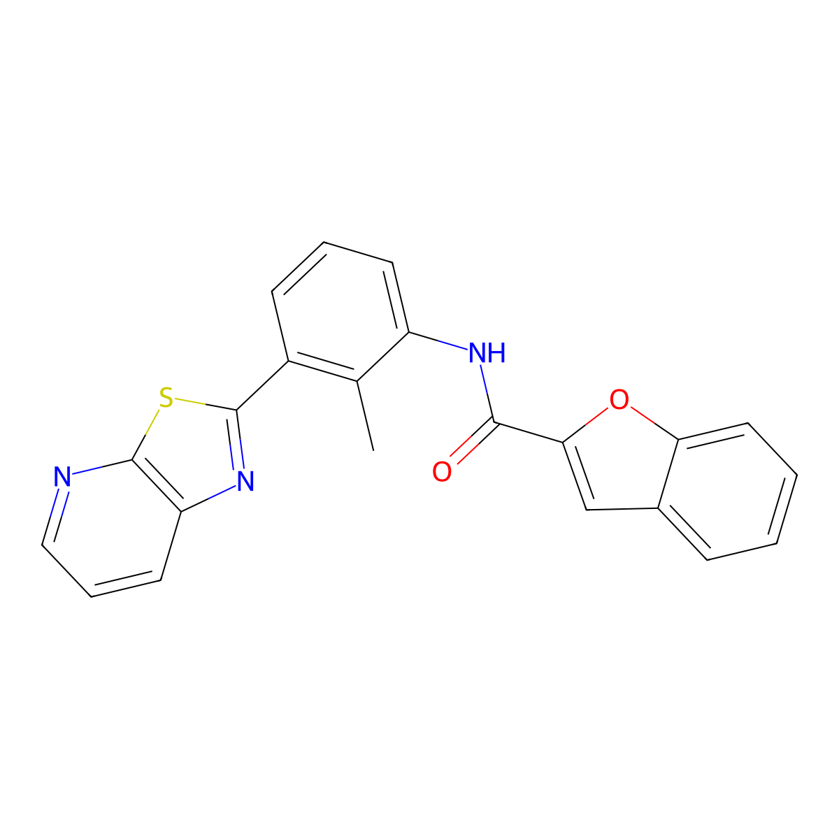 N-(2-methyl-3-(thiazolo[5,4-b]pyridin-2-yl)phenyl)benzofuran-2-carboxamide molecular structure, CAS 1207046-85-2