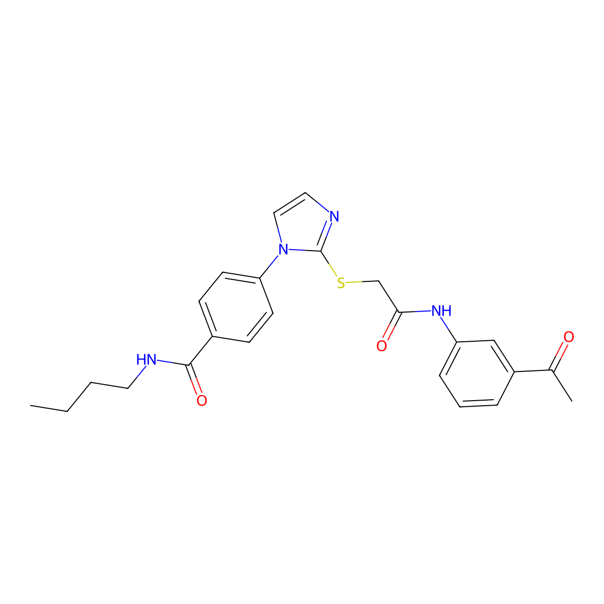 4-[2-({[(3-acetylphenyl)carbamoyl]methyl}sulfanyl)-1H-imidazol-1-yl]-N-butylbenzamide molecular structure, CAS 1207046-90-9