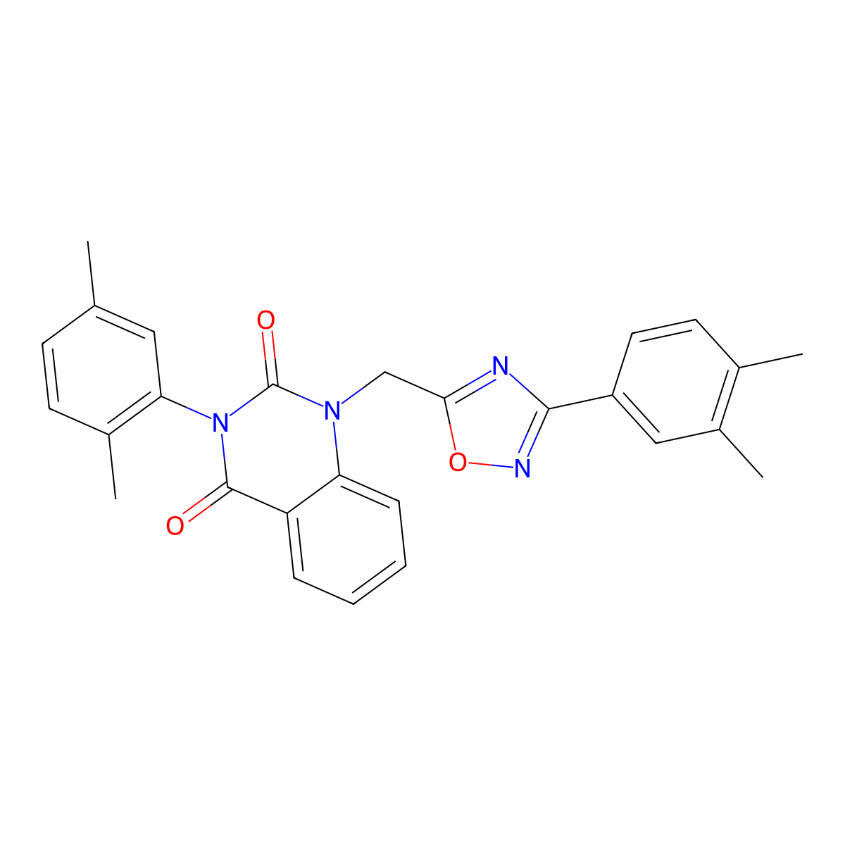3-(2,5-dimethylphenyl)-1-((3-(3,4-dimethylphenyl)-1,2,4-oxadiazol-5-yl)methyl)quinazoline-2,4(1H,3H)-dione molecular structure, CAS 1207046-91-0