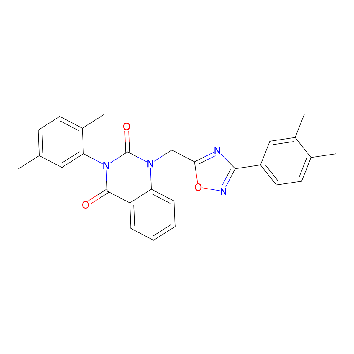 3-(2,5-dimethylphenyl)-1-((3-(3,4-dimethylphenyl)-1,2,4-oxadiazol-5-yl)methyl)quinazoline-2,4(1H,3H)-dione molecular structure, CAS 1207046-91-0