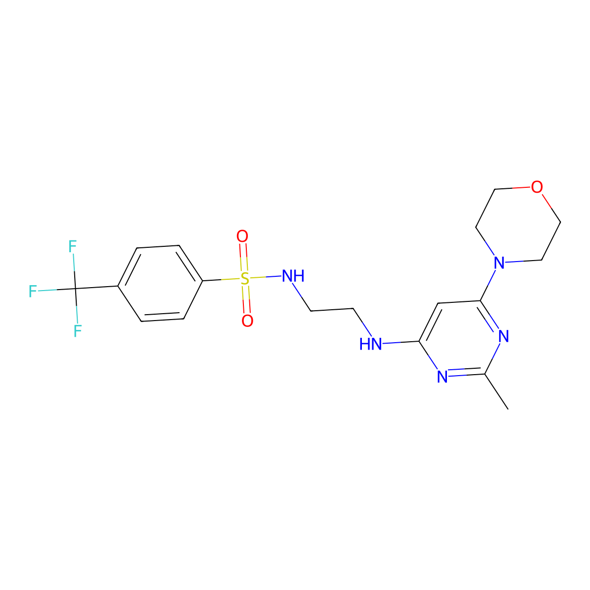 N-(2-((2-methyl-6-morpholinopyrimidin-4-yl)amino)ethyl)-4-(trifluoromethyl)benzenesulfonamide molecular structure, CAS 1207046-92-1