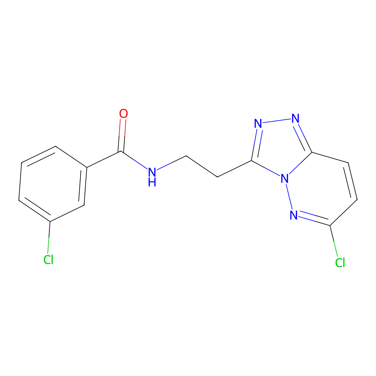 3-chloro-N-(2-(6-chloro-[1,2,4]triazolo[4,3-b]pyridazin-3-yl)ethyl)benzamide molecular structure, CAS 1207046-96-5