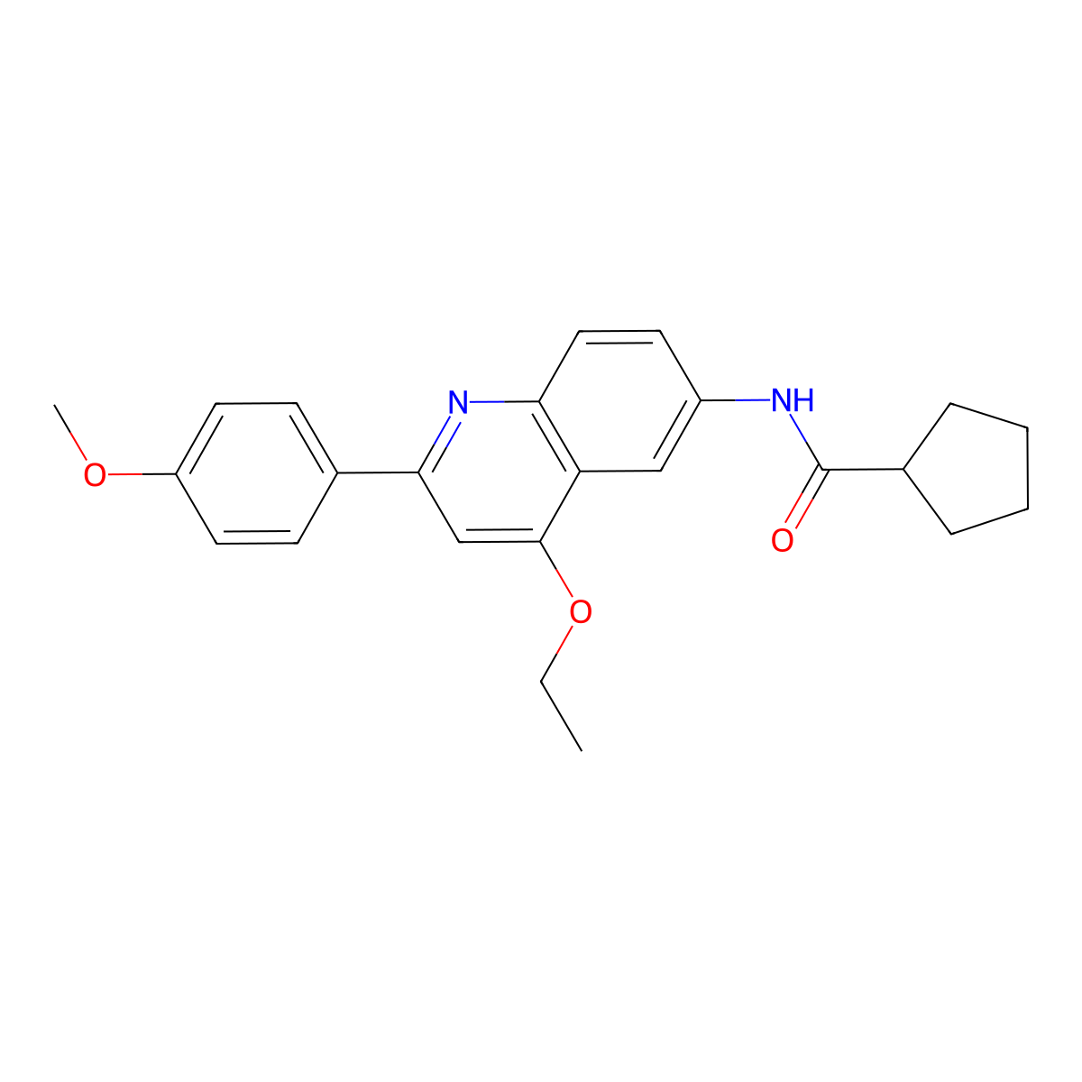 N-[4-ethoxy-2-(4-methoxyphenyl)quinolin-6-yl]cyclopentanecarboxamide molecular structure, CAS 1207046-98-7