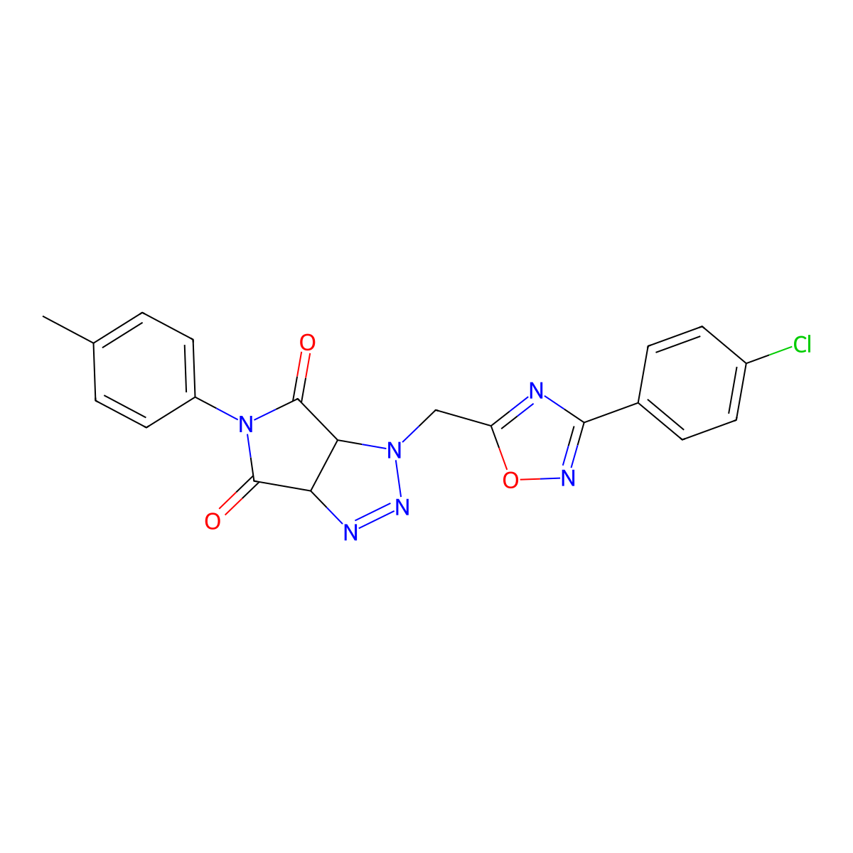 1-((3-(4-chlorophenyl)-1,2,4-oxadiazol-5-yl)methyl)-5-(p-tolyl)-1,6a-dihydropyrrolo[3,4-d][1,2,3]triazole-4,6(3aH,5H)-dione molecular structure, CAS 1207046-99-8