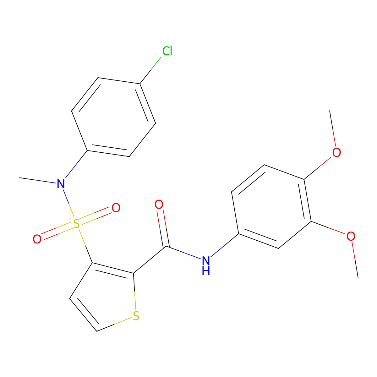 3-[(4-chlorophenyl)(methyl)sulfamoyl]-N-(3,4-dimethoxyphenyl)thiophene-2-carboxamide molecular structure, CAS 1207047-00-4