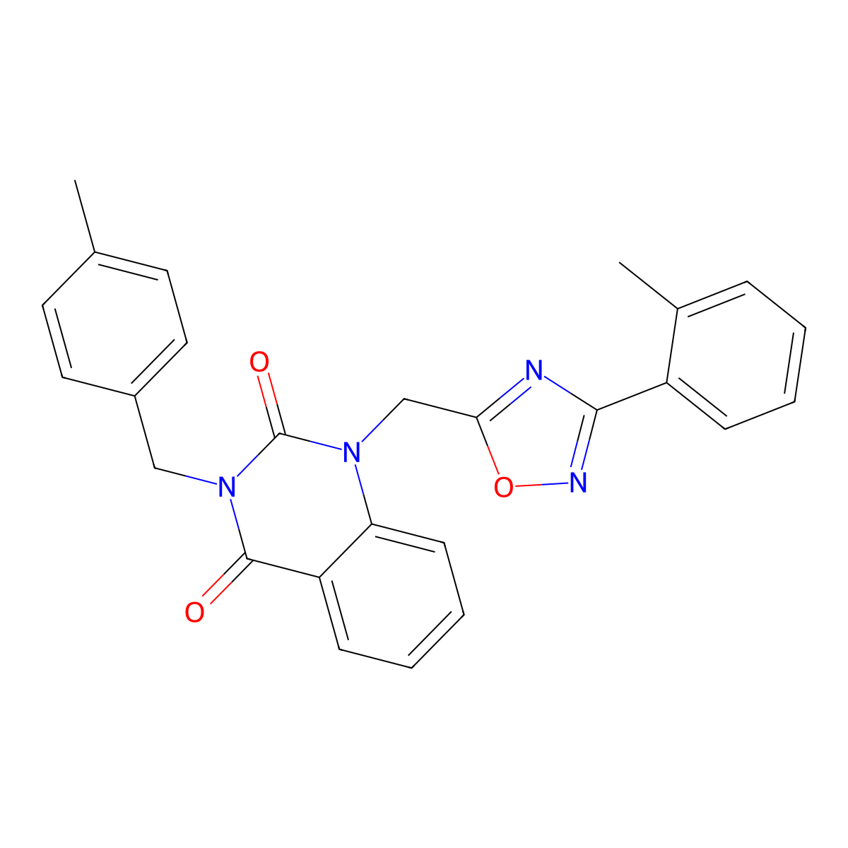 3-(4-methylbenzyl)-1-((3-(o-tolyl)-1,2,4-oxadiazol-5-yl)methyl)quinazoline-2,4(1H,3H)-dione molecular structure, CAS 1207047-07-1