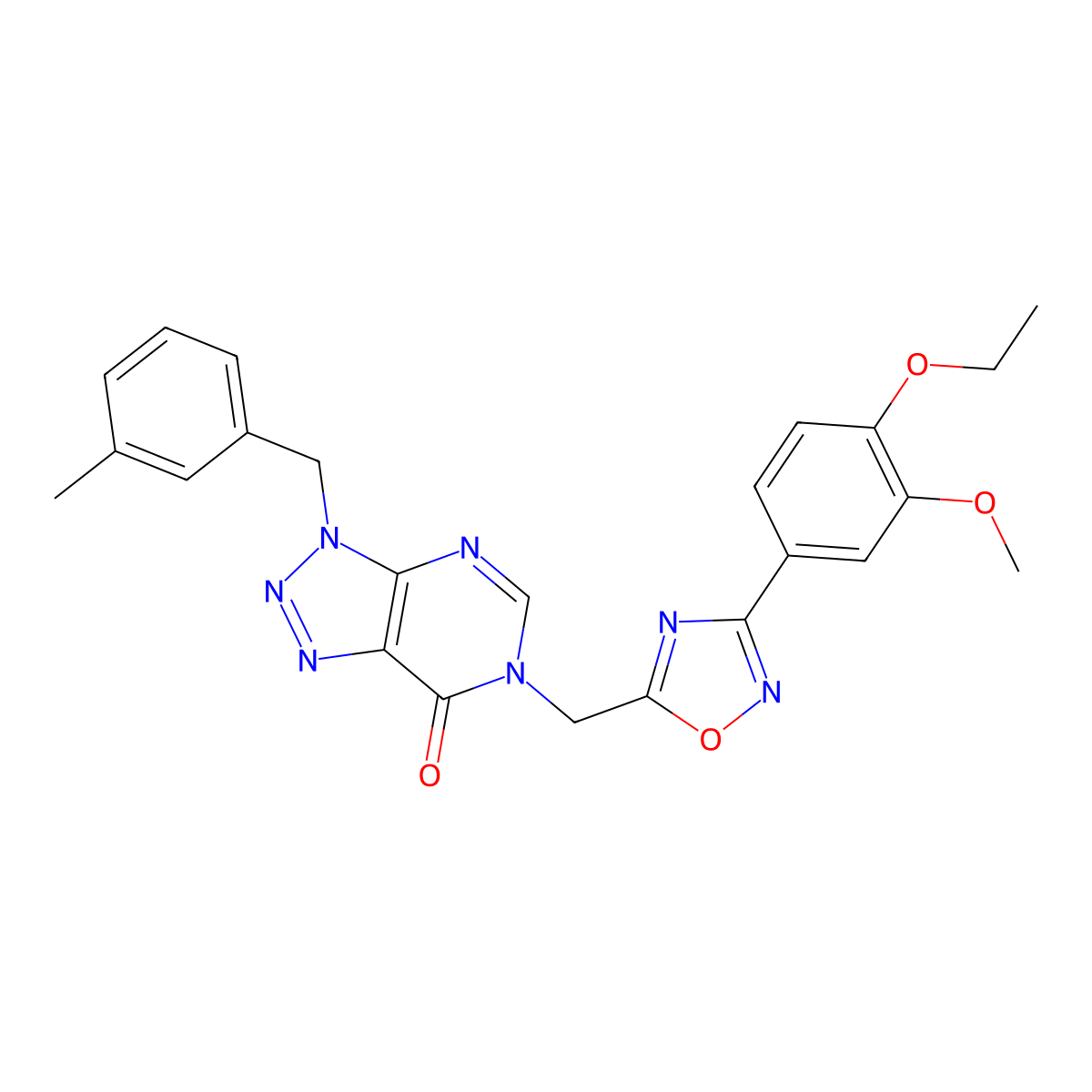 6-{[3-(4-ethoxy-3-methoxyphenyl)-1,2,4-oxadiazol-5-yl]methyl}-3-[(3-methylphenyl)methyl]-3H,6H,7H-[1,2,3]triazolo[4,5-d]pyrimidin-7-one molecular structure, CAS 1207047-13-9