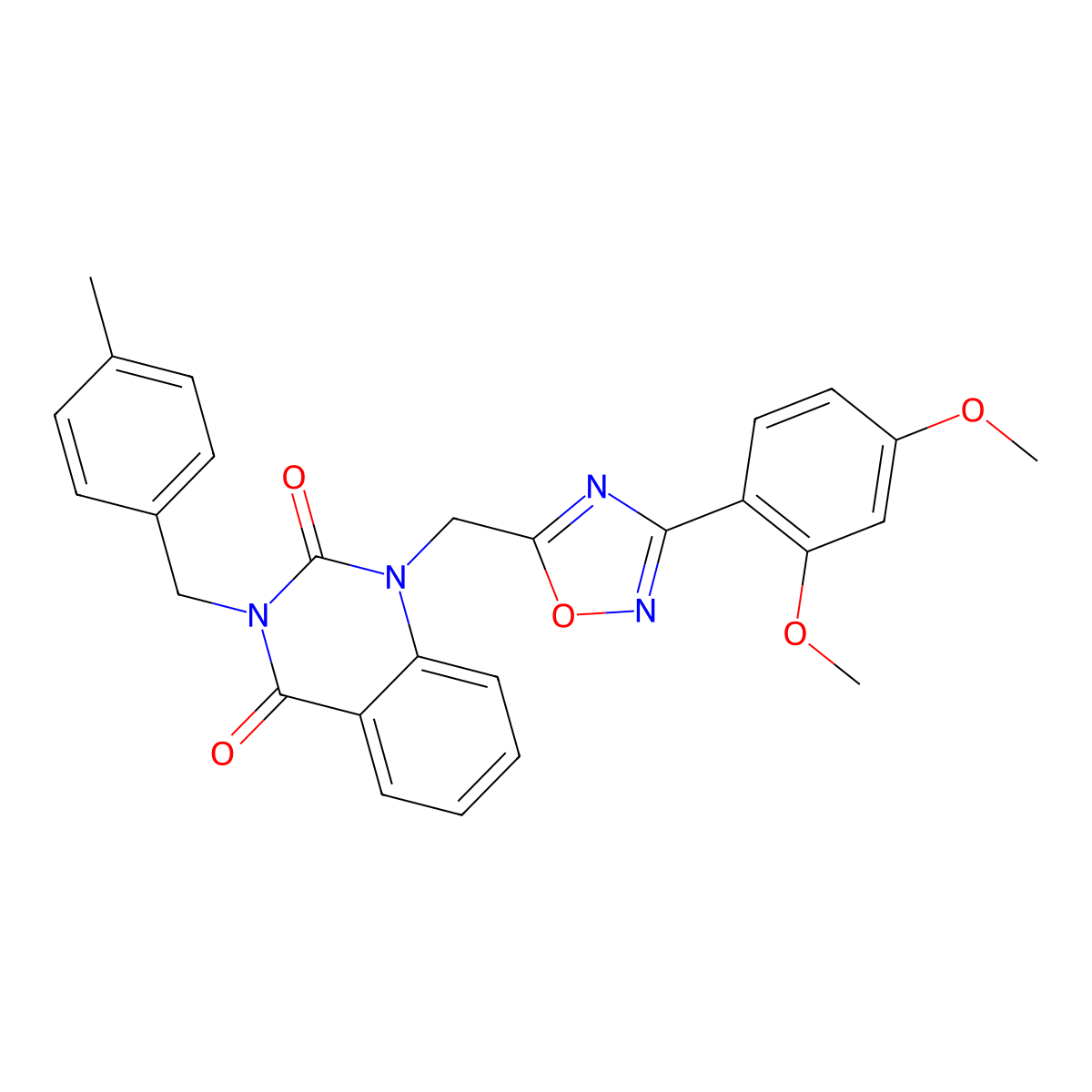 1-((3-(2,4-dimethoxyphenyl)-1,2,4-oxadiazol-5-yl)methyl)-3-(4-methylbenzyl)quinazoline-2,4(1H,3H)-dione molecular structure, CAS 1207047-14-0