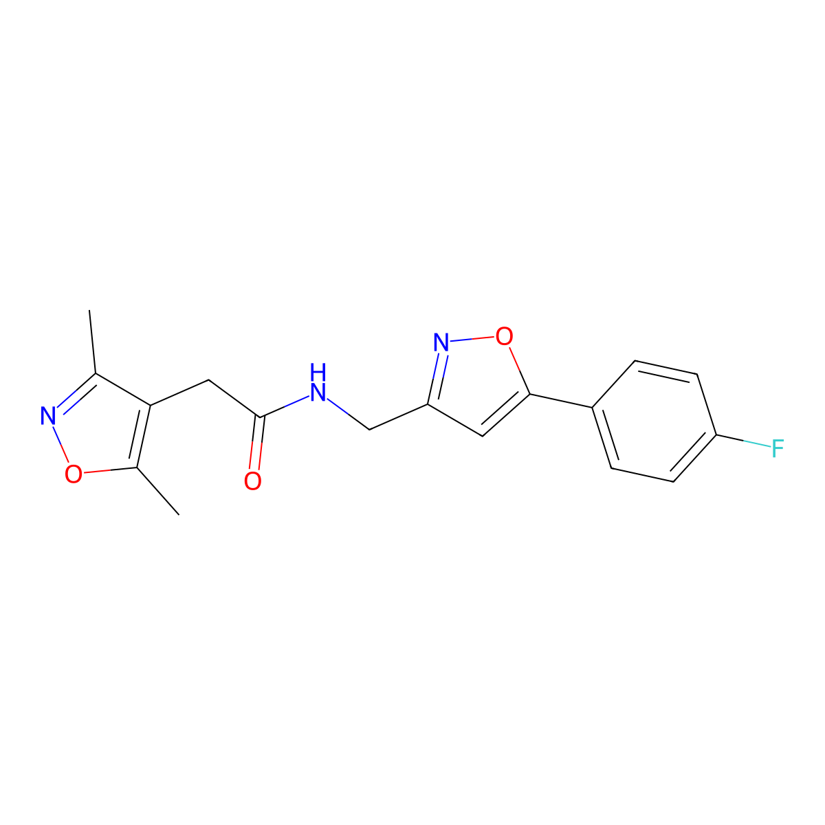 2-(3,5-dimethylisoxazol-4-yl)-N-((5-(4-fluorophenyl)isoxazol-3-yl)methyl)acetamide molecular structure, CAS 1207047-28-6