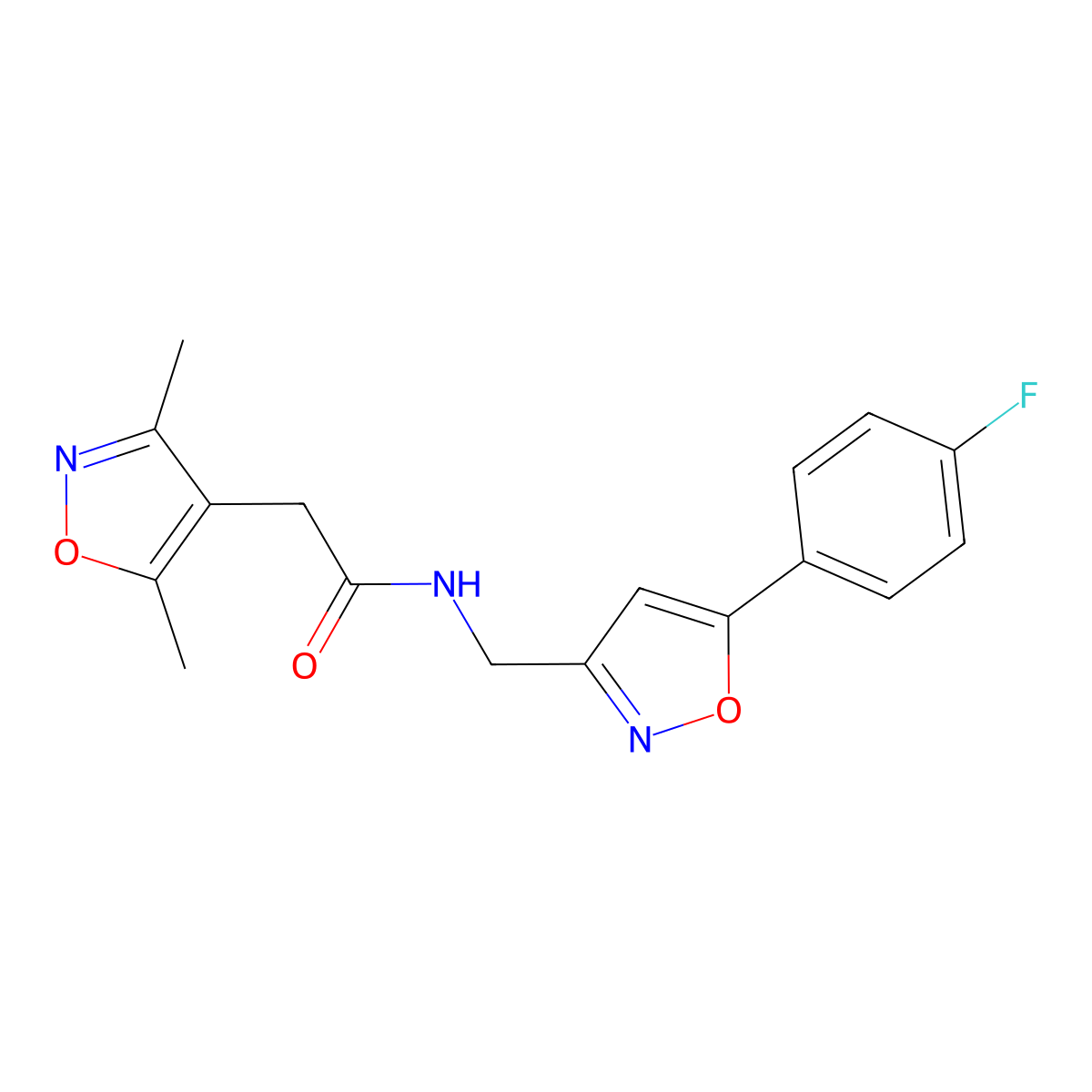 2-(3,5-dimethylisoxazol-4-yl)-N-((5-(4-fluorophenyl)isoxazol-3-yl)methyl)acetamide molecular structure, CAS 1207047-28-6