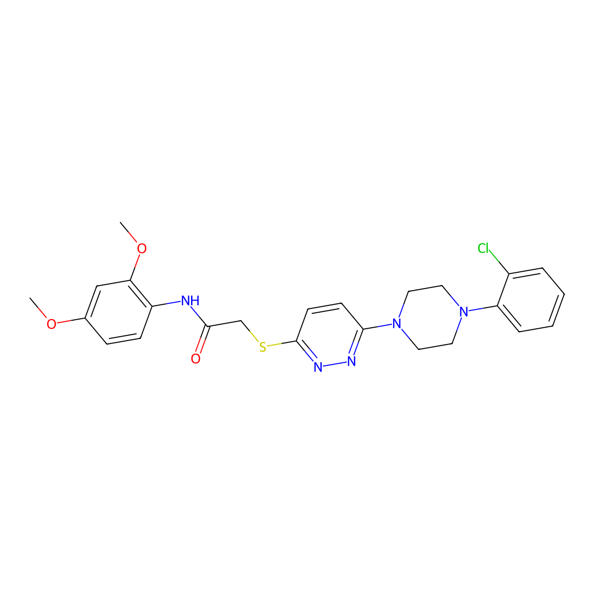 2-({6-[4-(2-chlorophenyl)piperazin-1-yl]pyridazin-3-yl}sulfanyl)-N-(2,4-dimethoxyphenyl)acetamide molecular structure, CAS 1207047-29-7