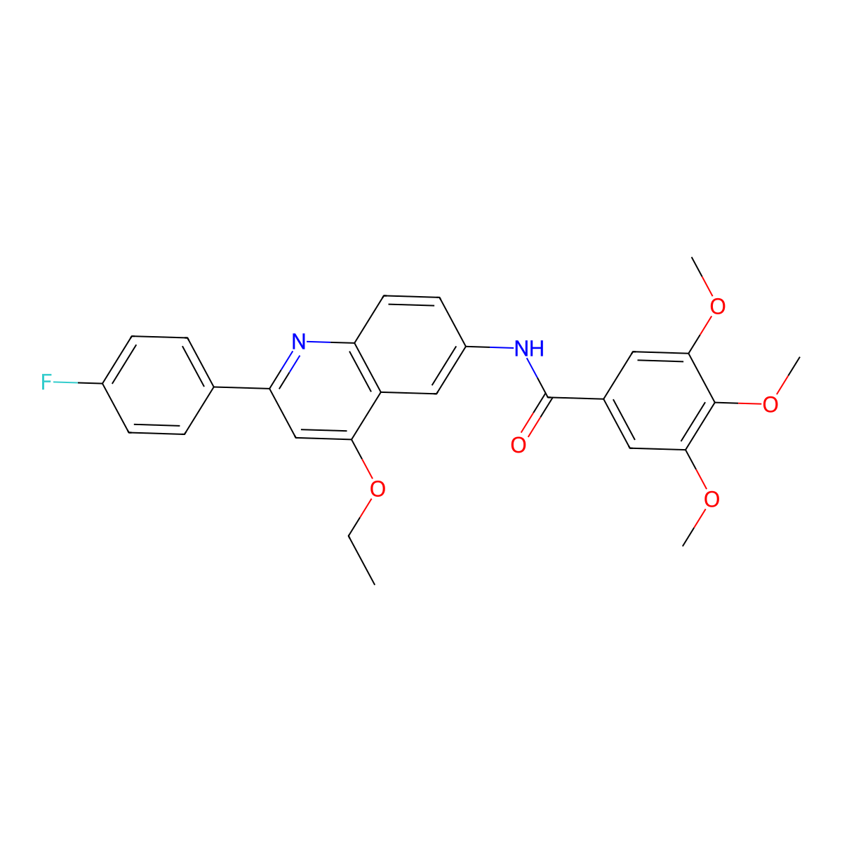 N-[4-ethoxy-2-(4-fluorophenyl)quinolin-6-yl]-3,4,5-trimethoxybenzamide molecular structure, CAS 1207047-31-1