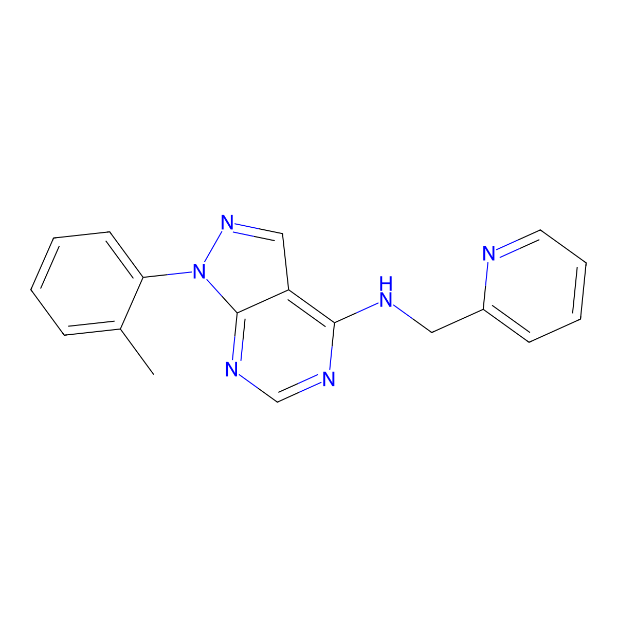 [1-(2-Methylphenyl)pyrazolo[4,5-e]pyrimidin-4-yl](2-pyridylmethyl)amine molecular structure, CAS 1207047-32-2