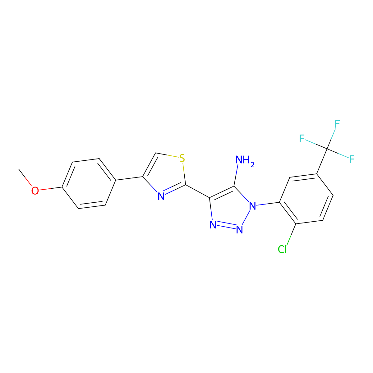 1-[2-chloro-5-(trifluoromethyl)phenyl]-4-[4-(4-methoxyphenyl)-1,3-thiazol-2-yl]-1H-1,2,3-triazol-5-amine molecular structure, CAS 1207047-42-4