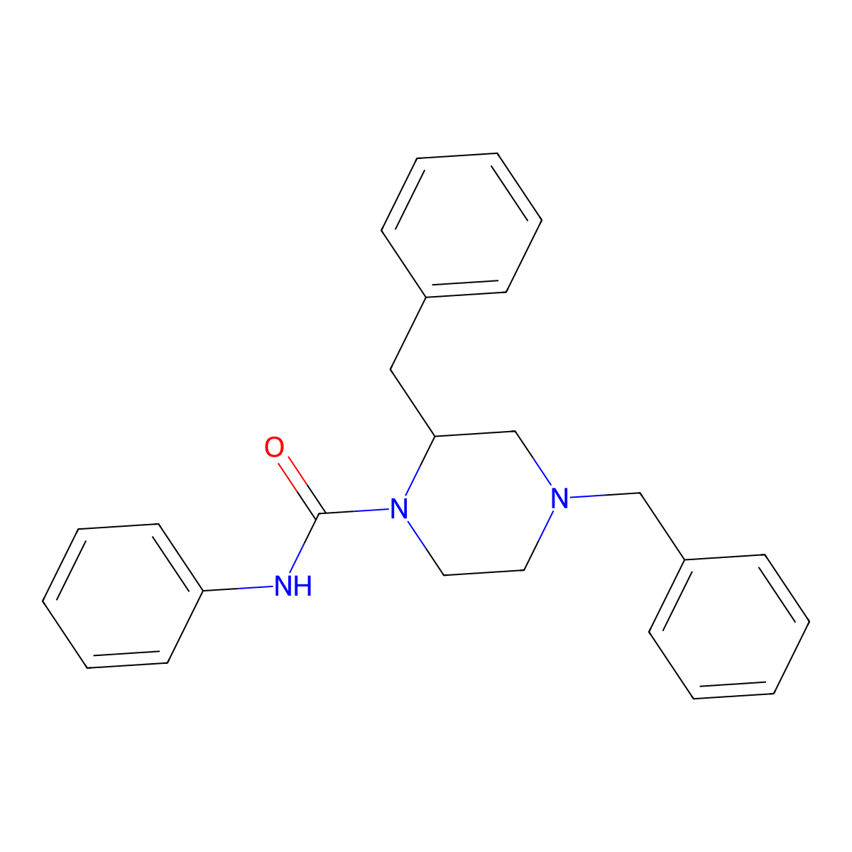 2,4-dibenzyl-N-phenylpiperazine-1-carboxamide molecular structure, CAS 1207047-44-6