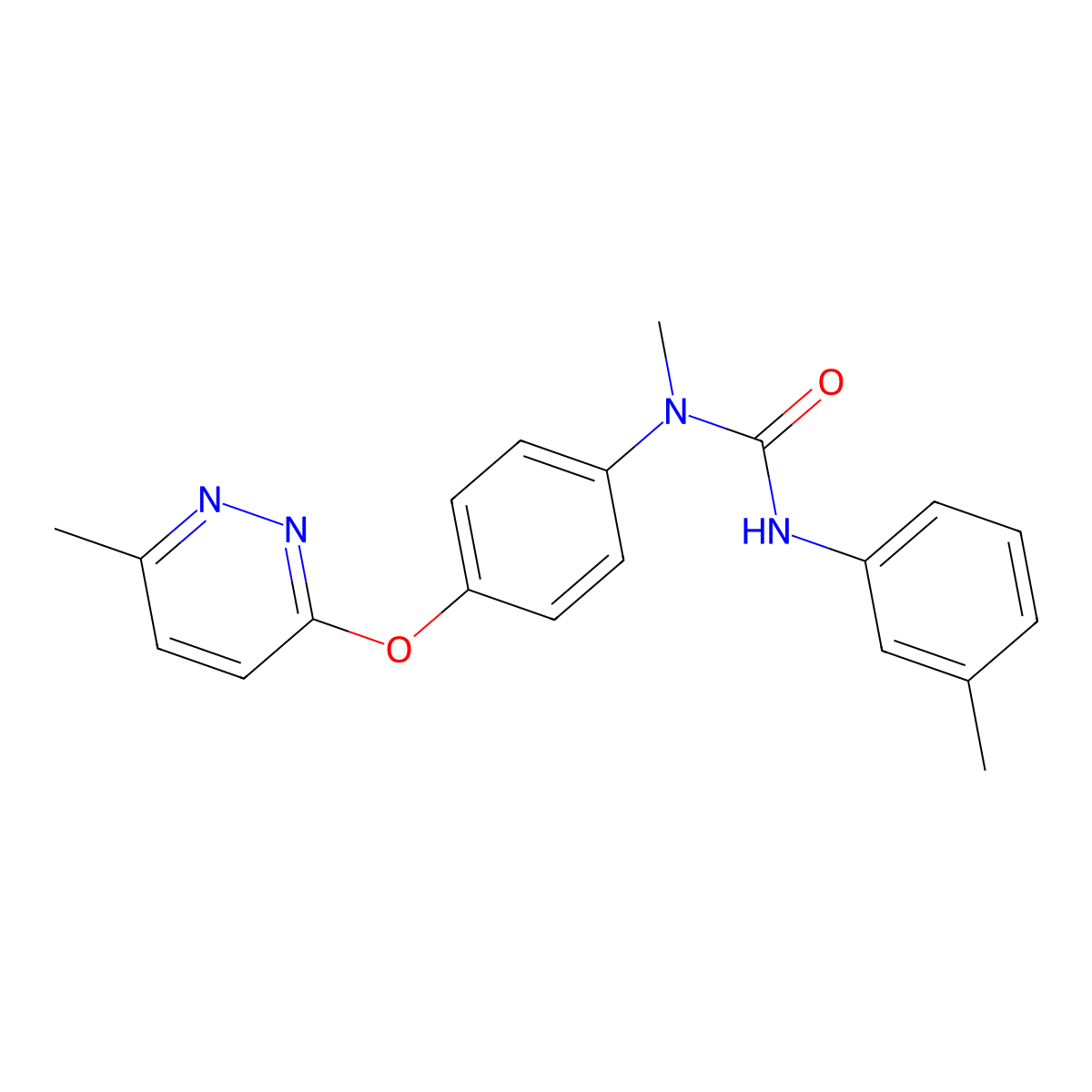 1-Methyl-1-(4-((6-methylpyridazin-3-yl)oxy)phenyl)-3-(m-tolyl)urea molecular structure, CAS 1207047-45-7