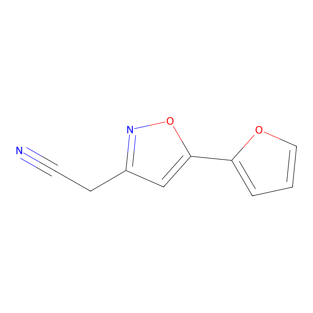 2-[5-(Furan-2-yl)-1,2-oxazol-3-yl]acetonitrile molecular structure, CAS 1207047-49-1