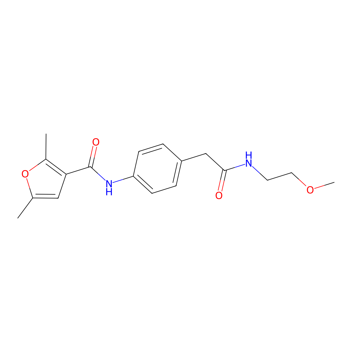 N-(4-(2-((2-methoxyethyl)amino)-2-oxoethyl)phenyl)-2,5-dimethylfuran-3-carboxamide molecular structure, CAS 1207047-52-6