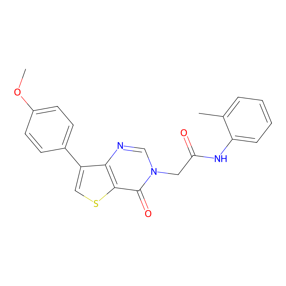 2-[7-(4-methoxyphenyl)-4-oxothieno[3,2-d]pyrimidin-3(4H)-yl]-N-(2-methylphenyl)acetamide molecular structure, CAS 1207047-53-7