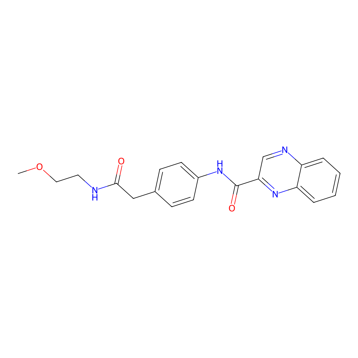 N-(4-(2-((2-methoxyethyl)amino)-2-oxoethyl)phenyl)quinoxaline-2-carboxamide molecular structure, CAS 1207047-60-6