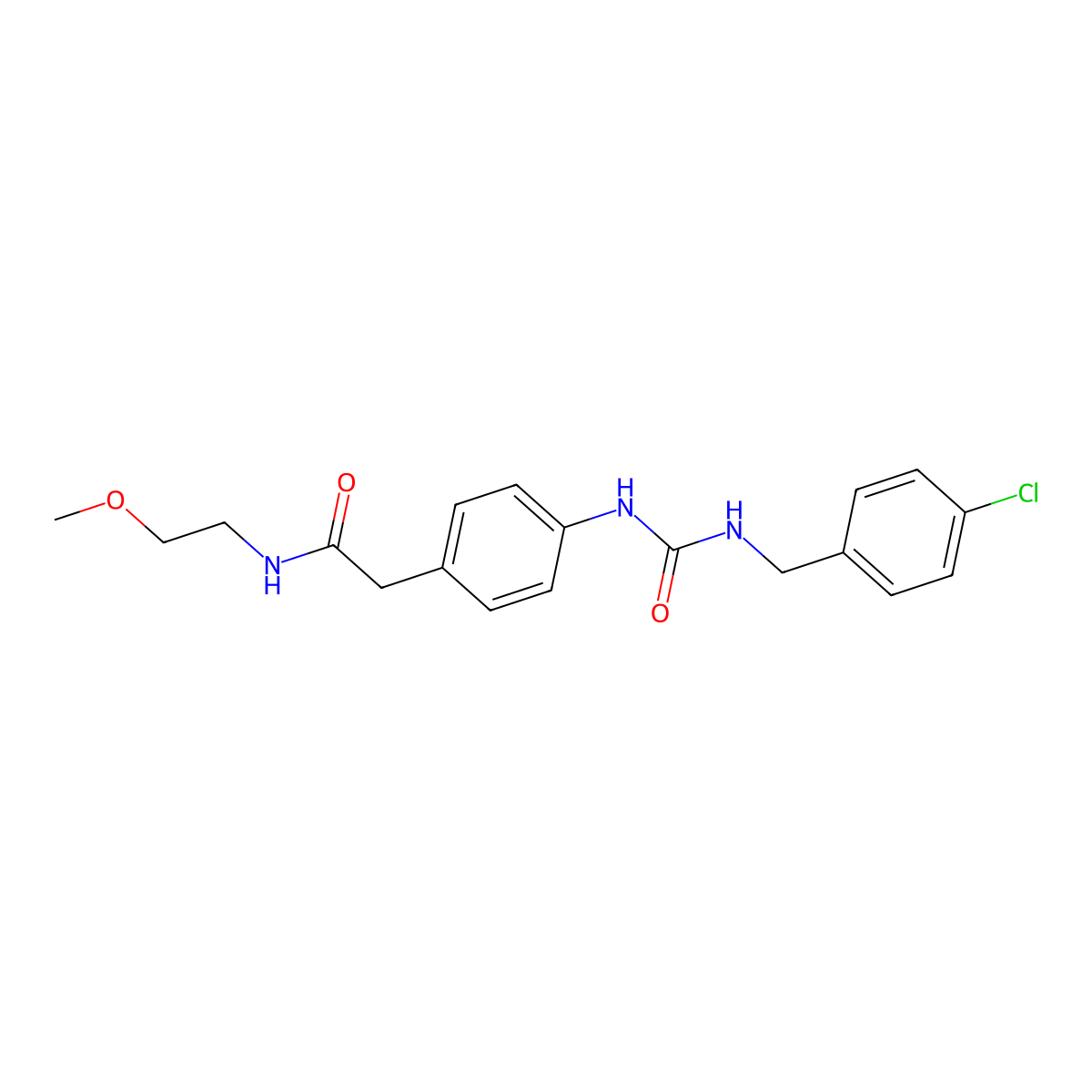 2-(4-(3-(4-chlorobenzyl)ureido)phenyl)-N-(2-methoxyethyl)acetamide molecular structure, CAS 1207047-62-8