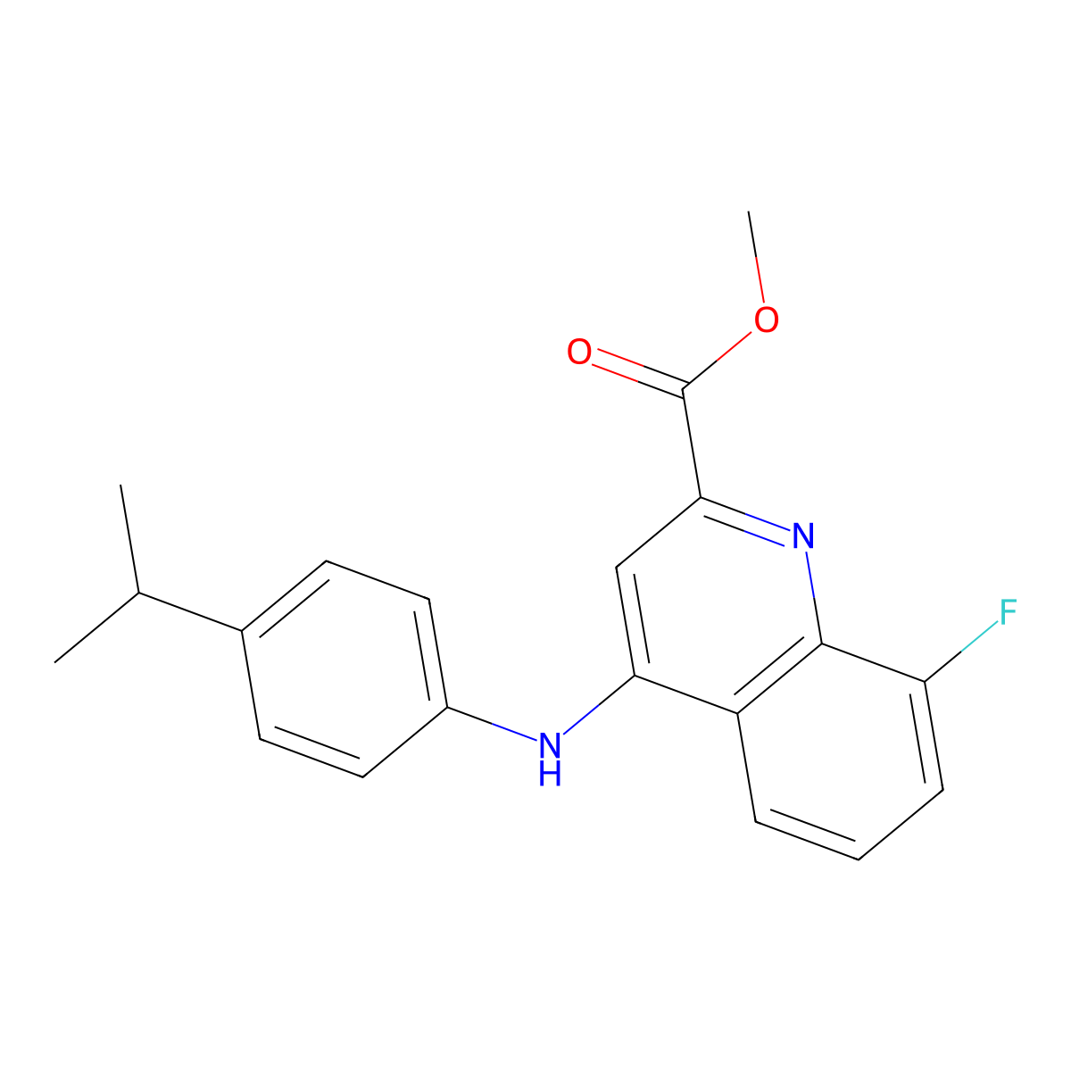 Methyl 8-fluoro-4-{[4-(propan-2-yl)phenyl]amino}quinoline-2-carboxylate molecular structure, CAS 1207047-66-2
