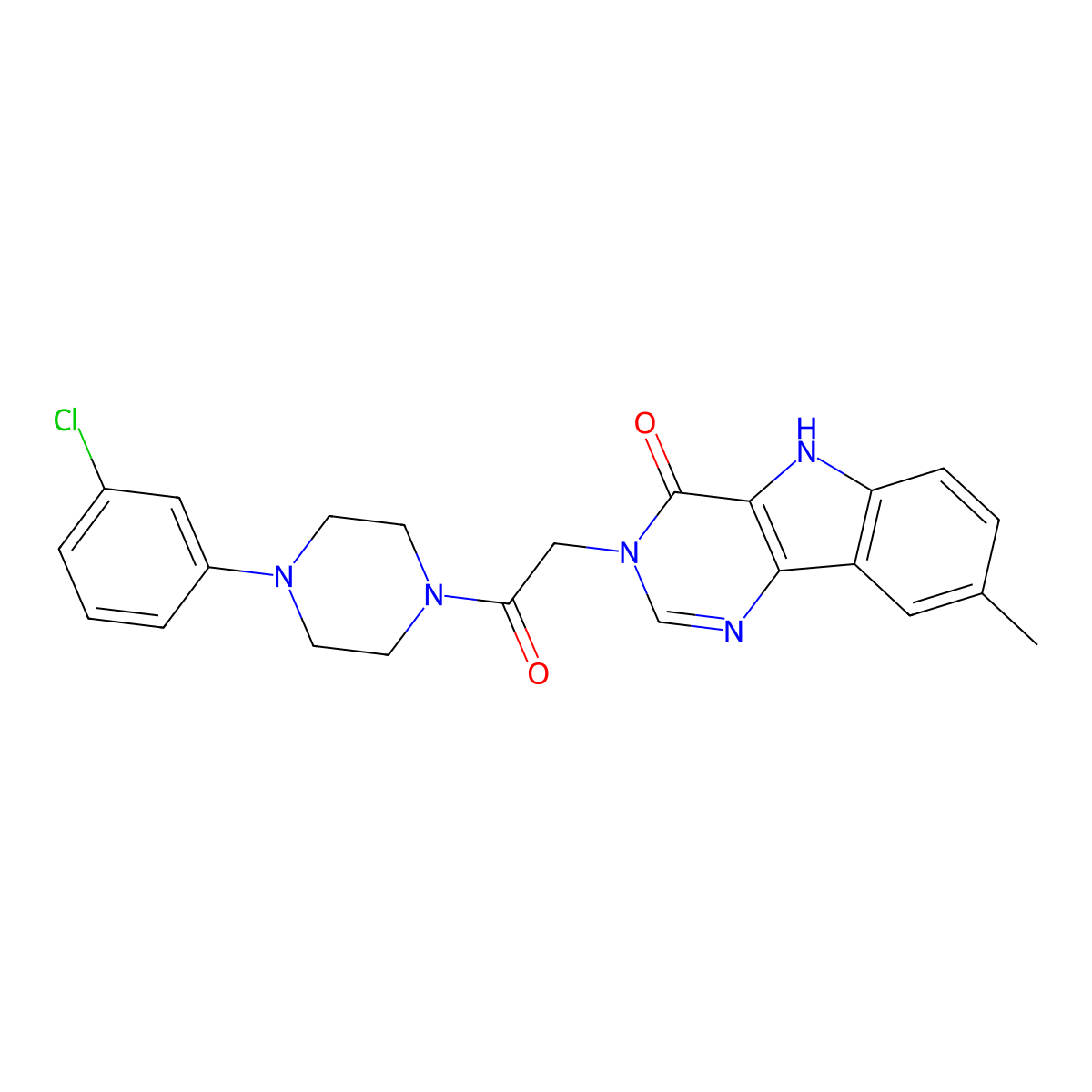 3-{2-[4-(3-chlorophenyl)piperazin-1-yl]-2-oxoethyl}-8-methyl-3H,4H,5H-pyrimido[5,4-b]indol-4-one molecular structure, CAS 1207047-72-0