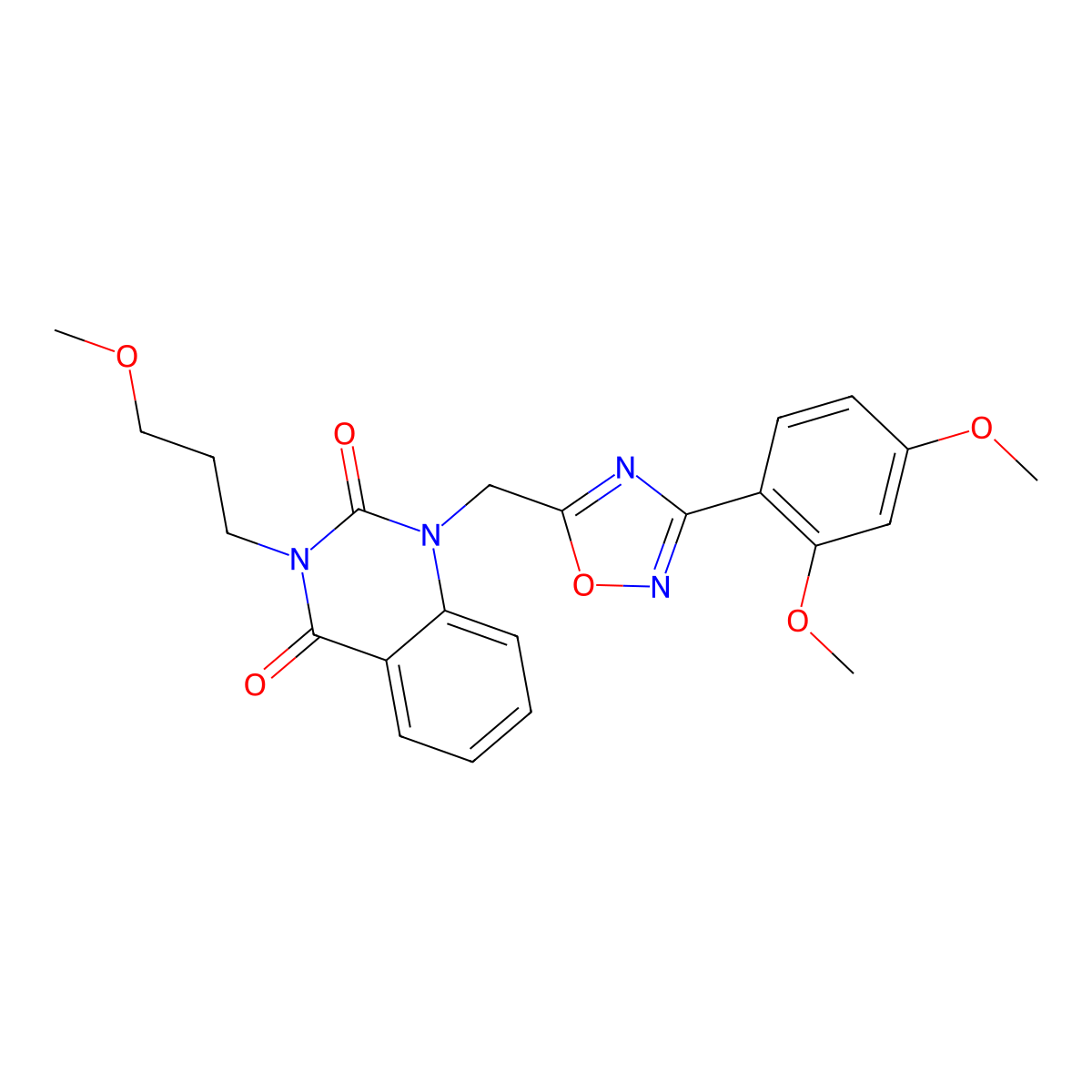 1-((3-(2,4-dimethoxyphenyl)-1,2,4-oxadiazol-5-yl)methyl)-3-(3-methoxypropyl)quinazoline-2,4(1H,3H)-dione molecular structure, CAS 1207047-73-1